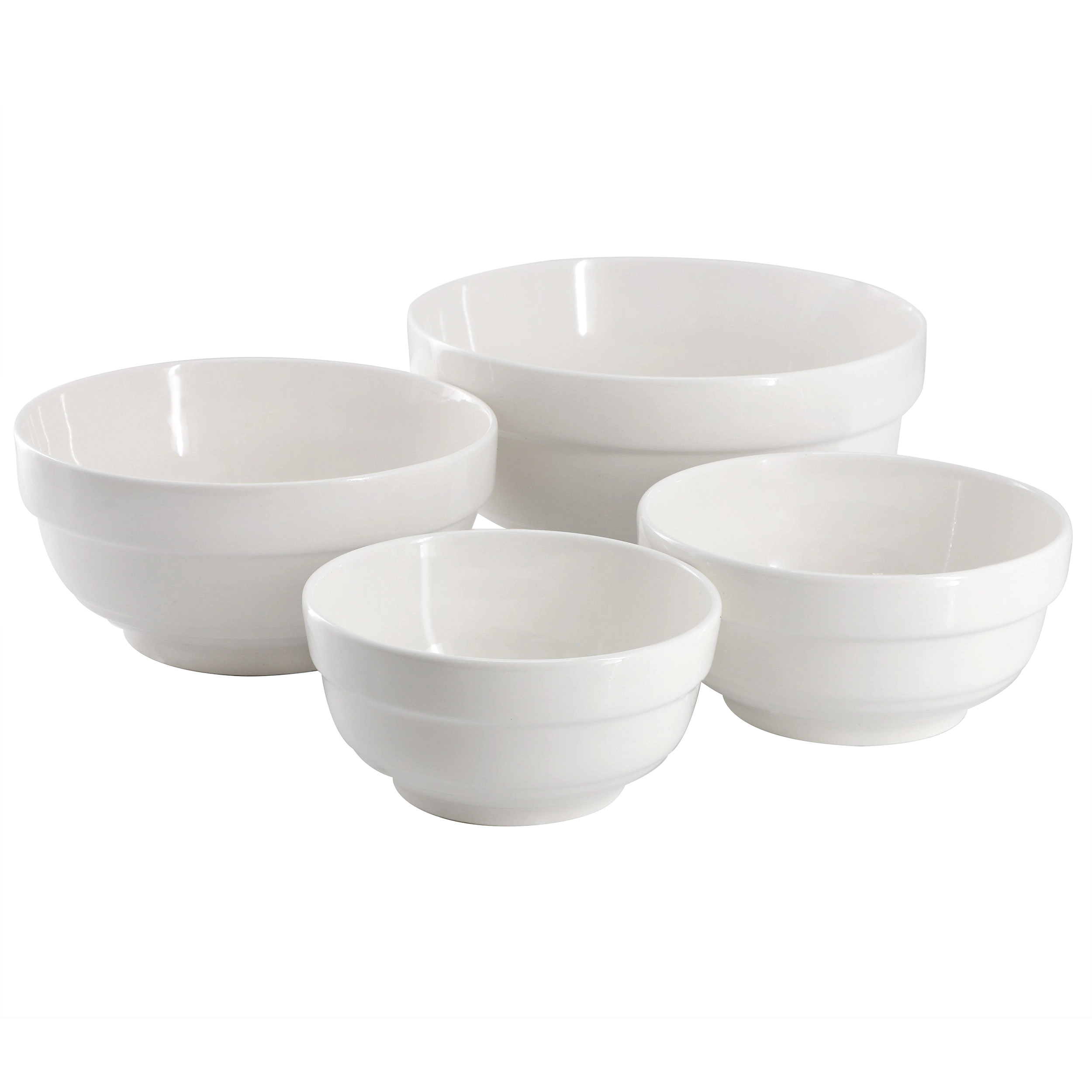 Gibson Home Great Essentials 4 Piece Fine Ceramic Serving Bowl Set in White