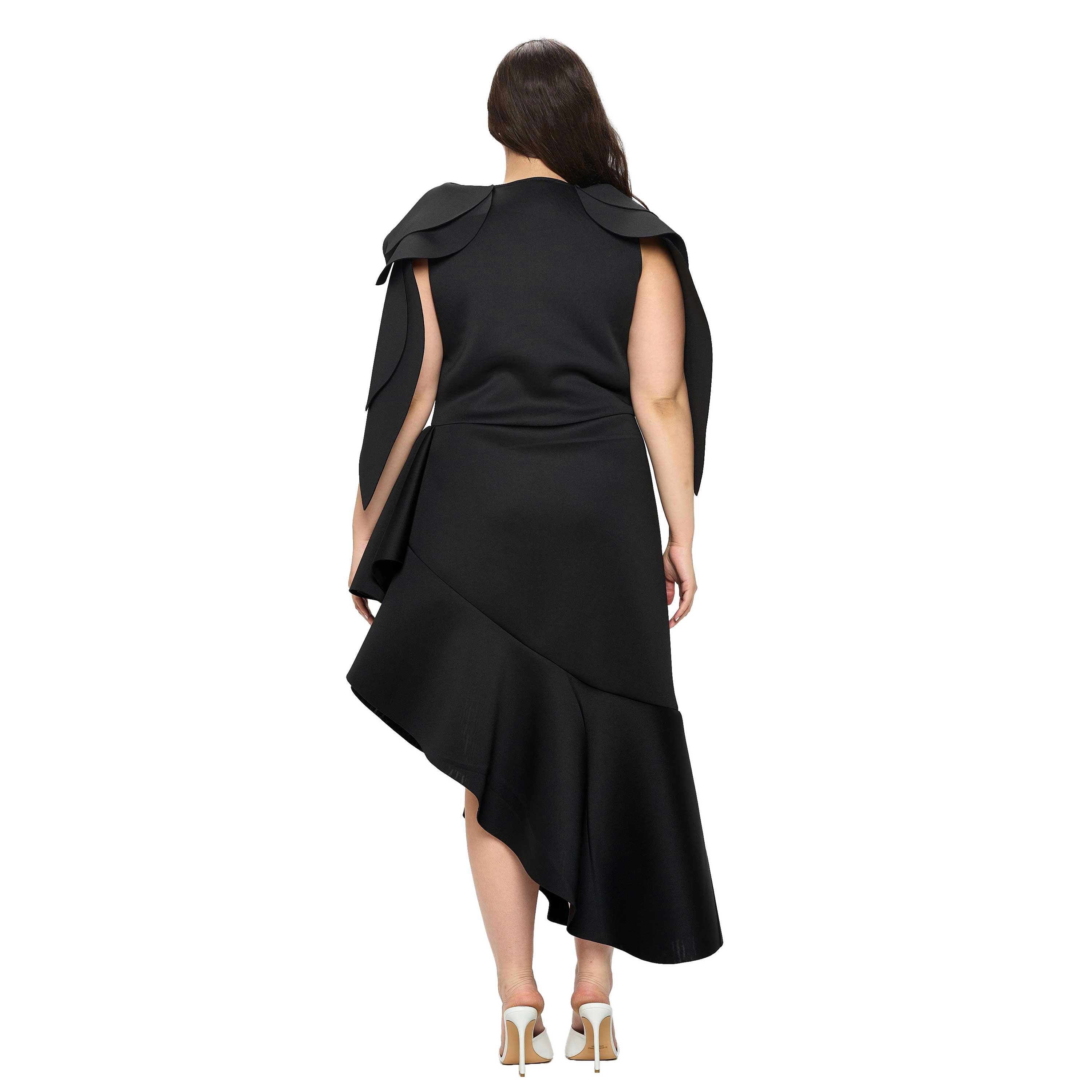 L I V D Women's Plus Kaskade Ruffled Neoprene Dress