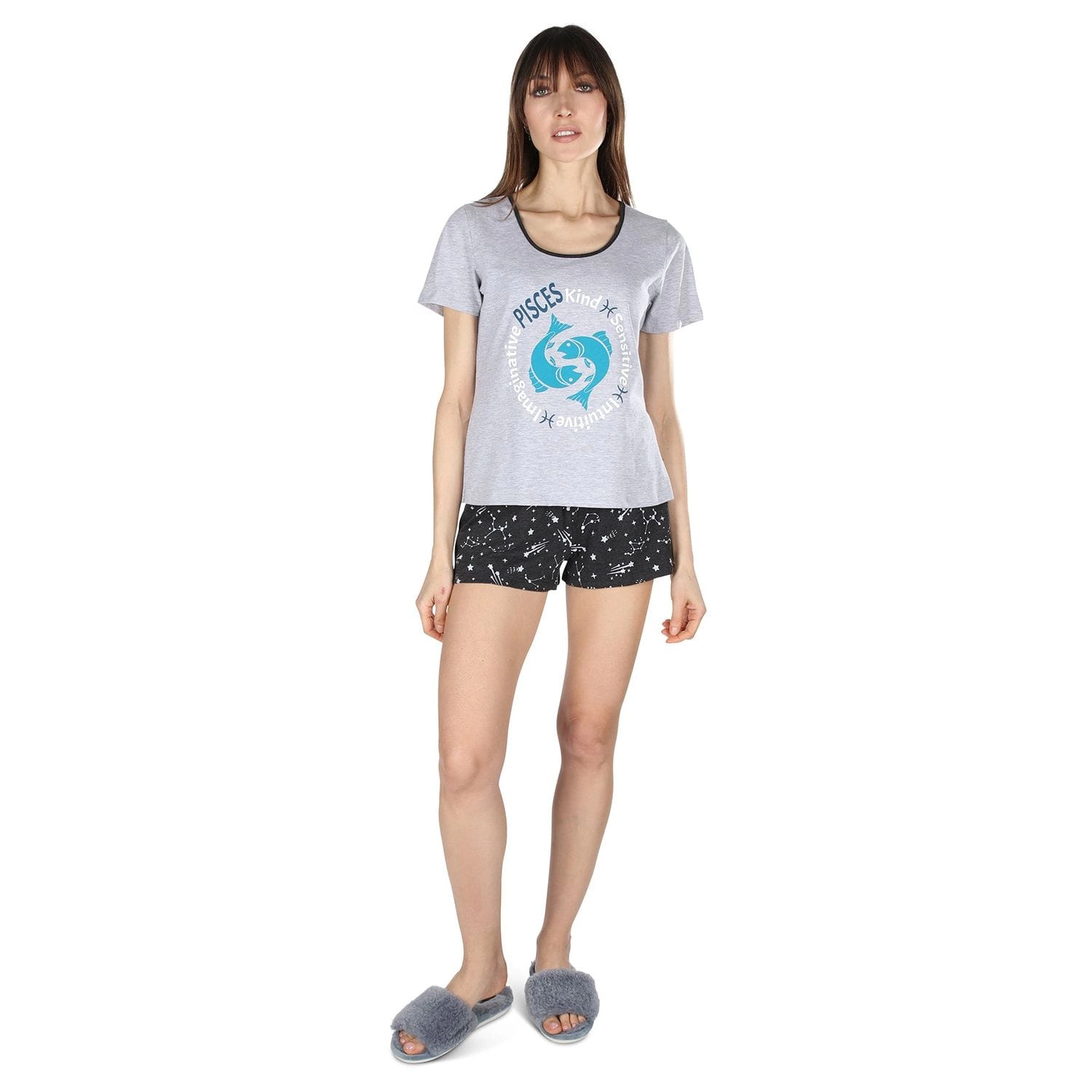 MeMoi Women's Pisces Zodiac Sign PJ Short Set