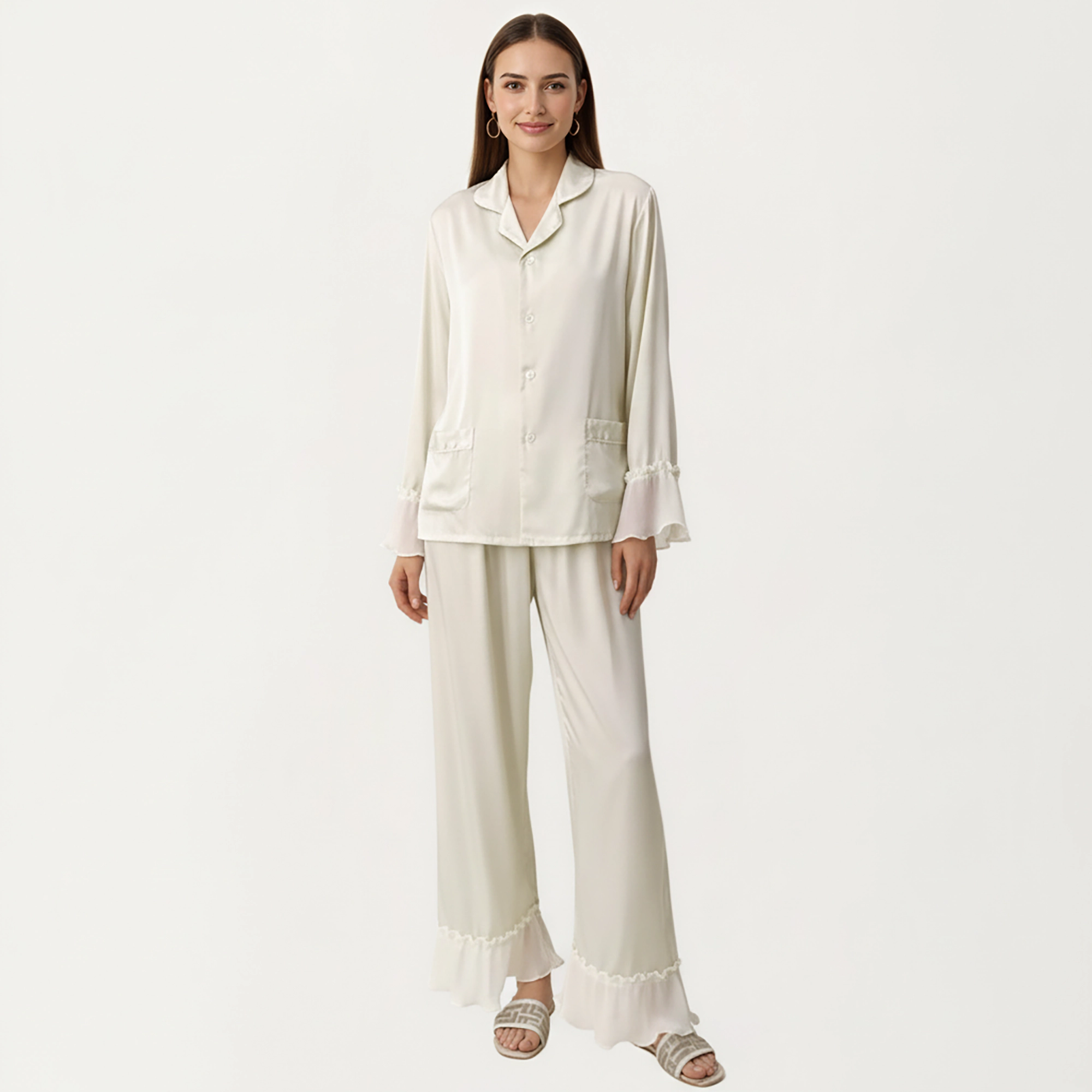 Anna-Kaci Women's 3-Piece Pajama Set with Button Front Top Relaxed Pants and Matching Adjustable Strap Sleep Cami