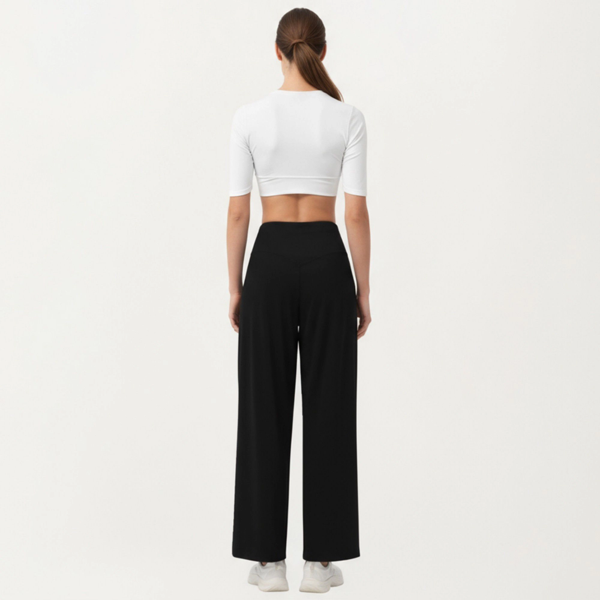 Anna-Kaci Women's High-Waist Pleated Wide-Leg Sweatpants with Smooth Stretch Fabric and Relaxed Silhouette