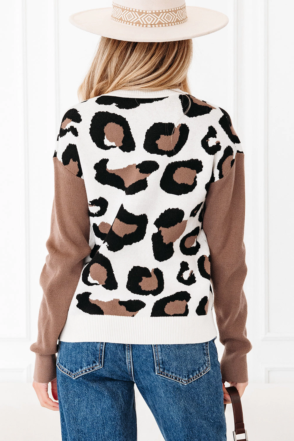 Threaded Pear Women's Jocelyn Block Patchwork Sleeve Sweater