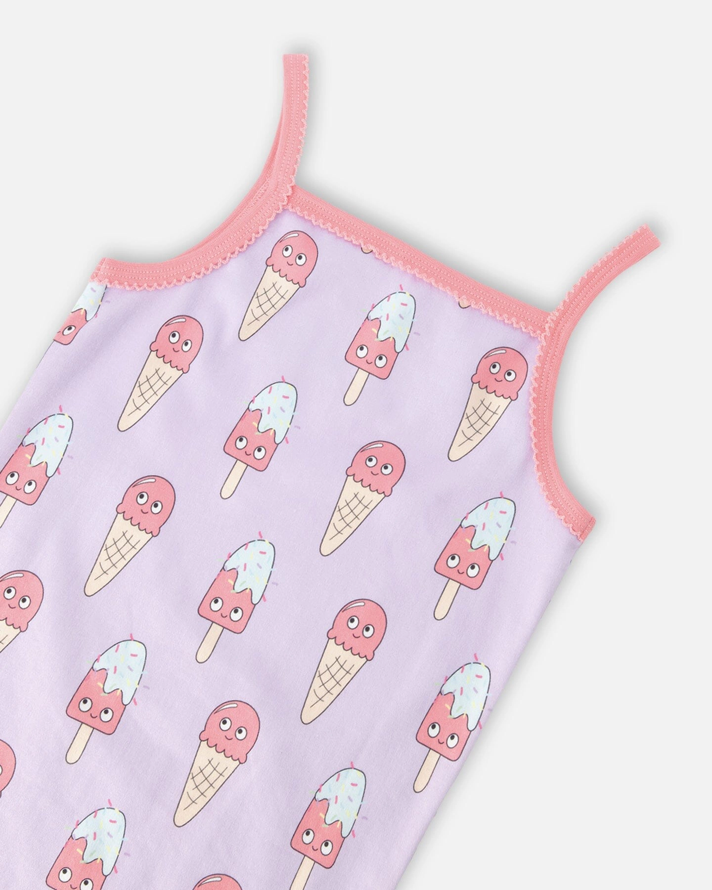Deux par Girls Organic Cotton Smiling Ice Cream Print Camisole and Shorts Two-Piece Pyjama Set