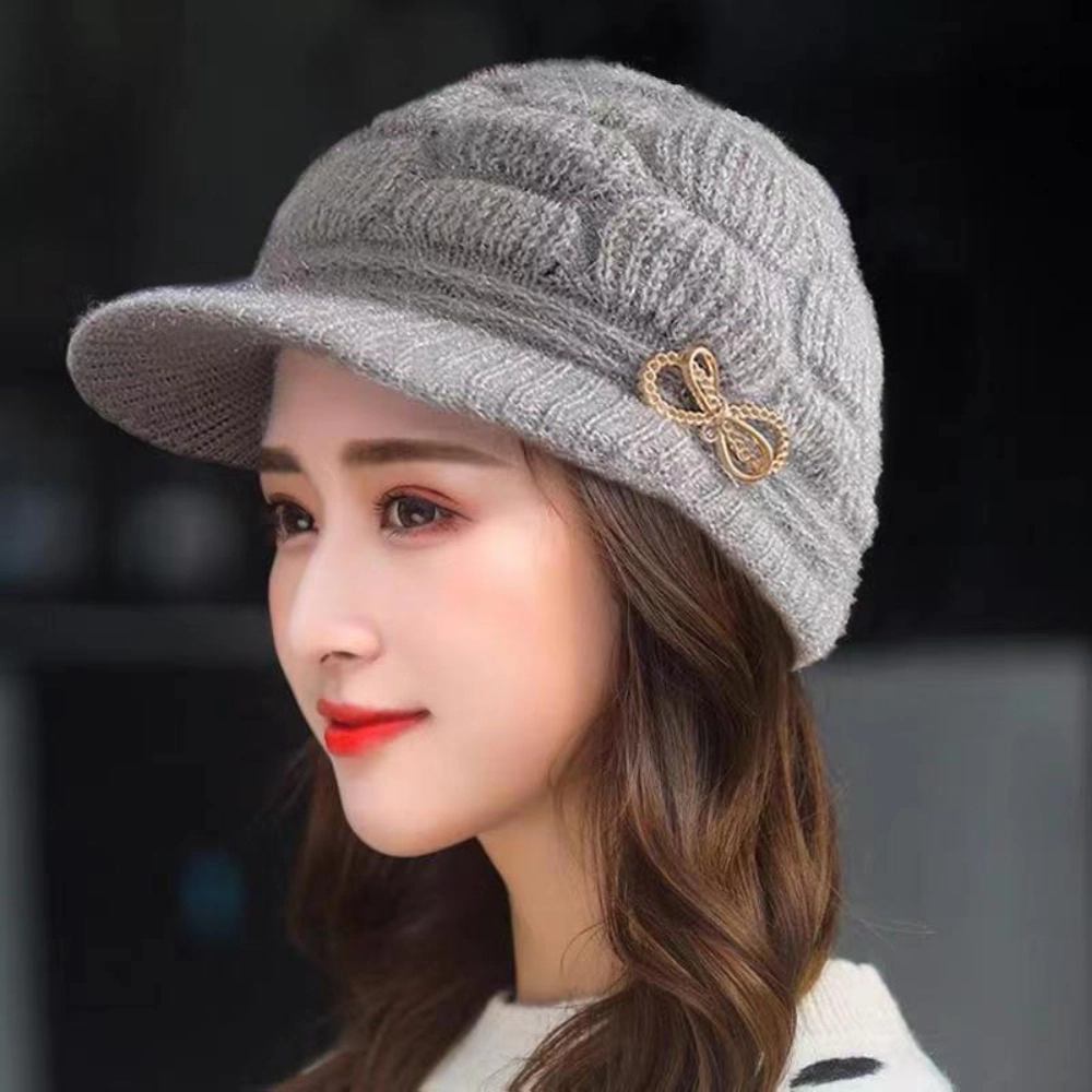 Wardrobe Whimsy Women Double Layer Coral Fleece Warm Winter Knit Beanie Hat