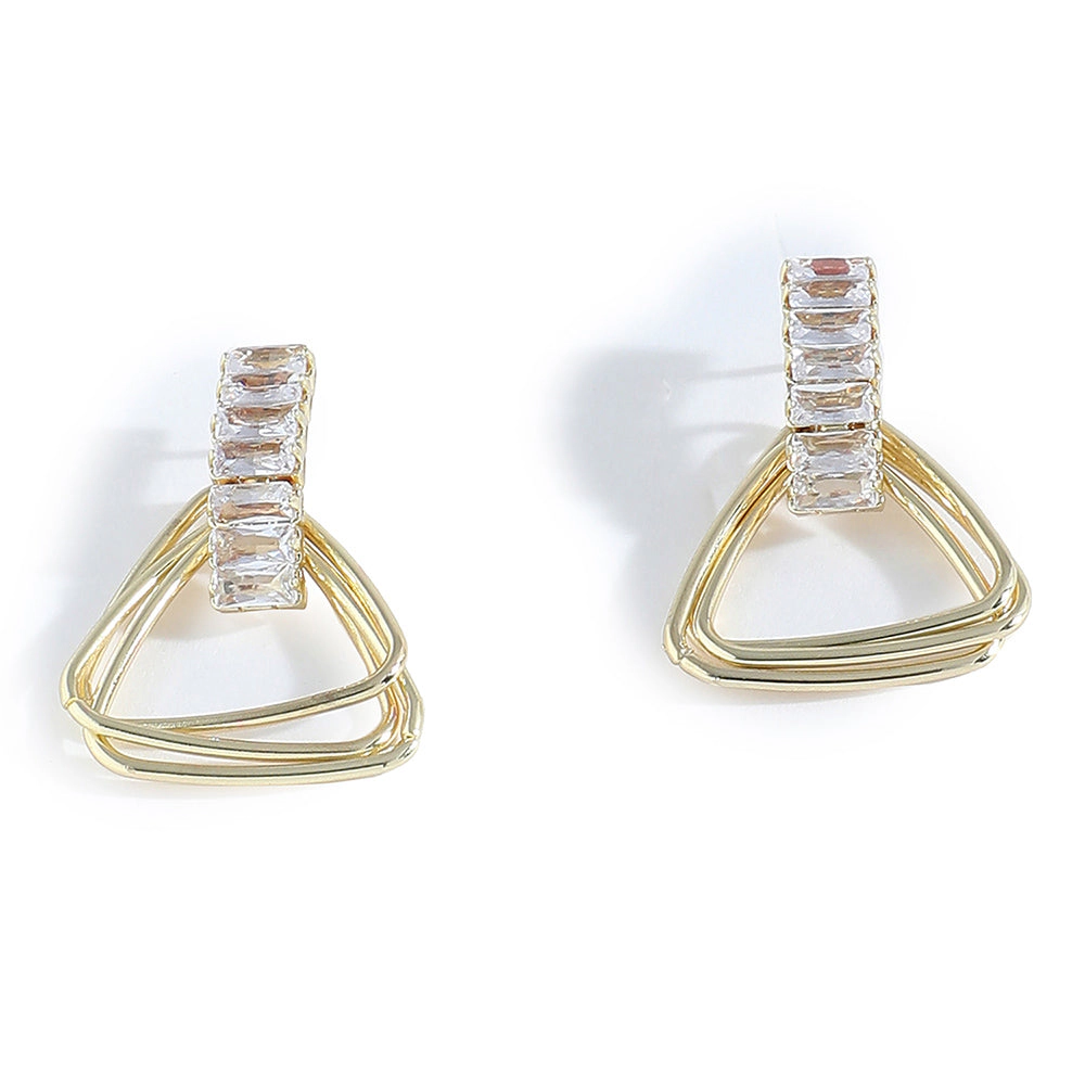 SOHI Women's Gold Triangle Drop Earrings