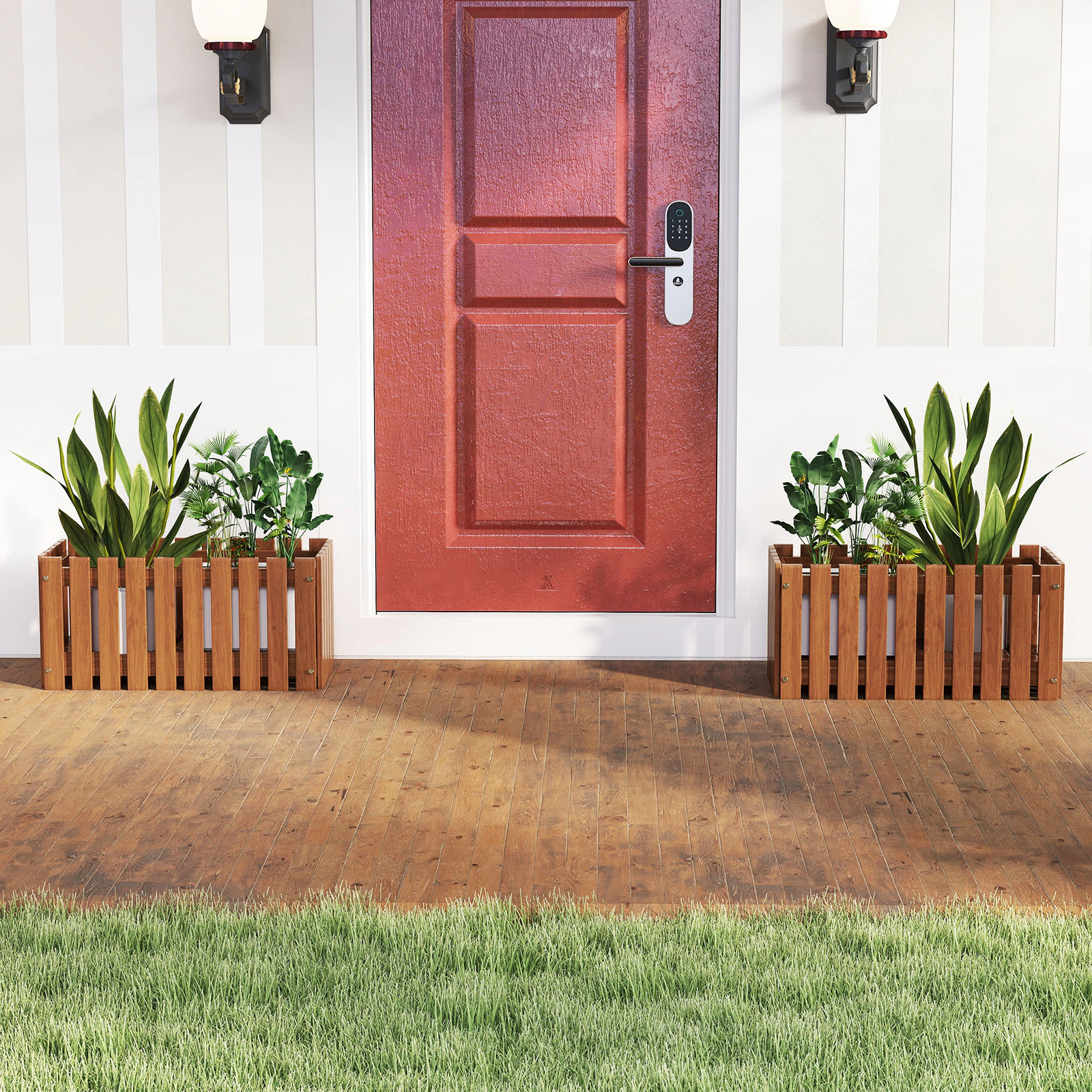LJG Solid Wood Raised Garden Bed for Flower and Vegetable