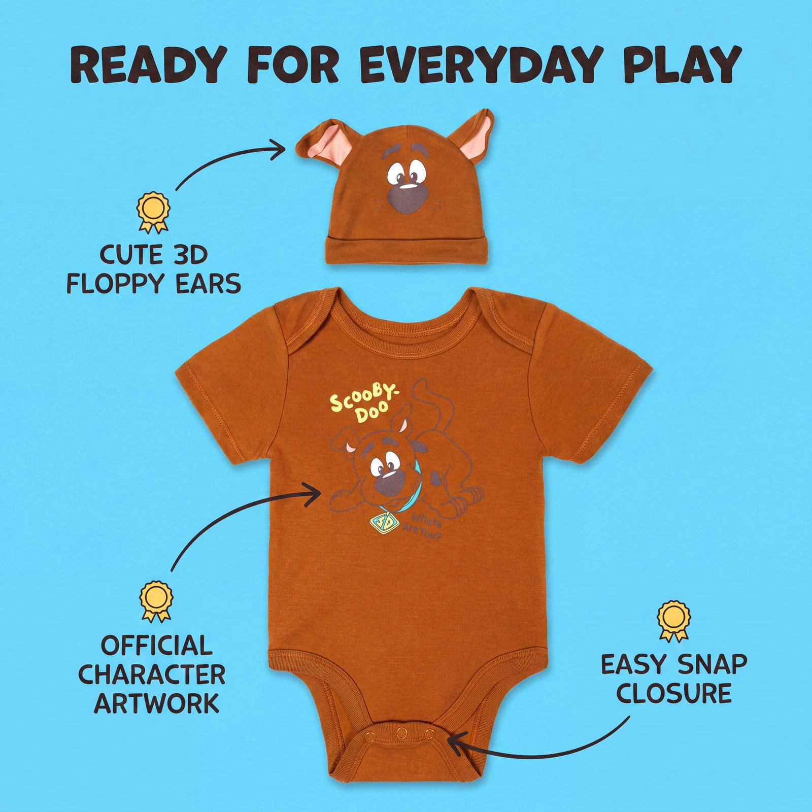 Scooby-Doo Baby Boys' Cosplay Bodysuit and Hat Set