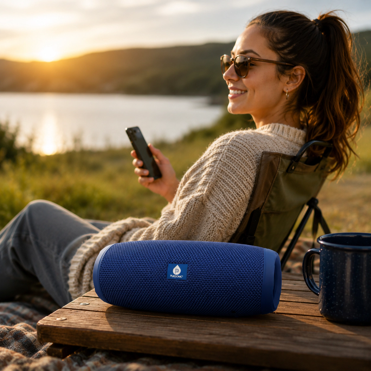 Pursonic Unisex Portable Travel & Outdoor Essentials Water Bottle Speaker, Wireless Speaker & Solar Power Bank Bundle