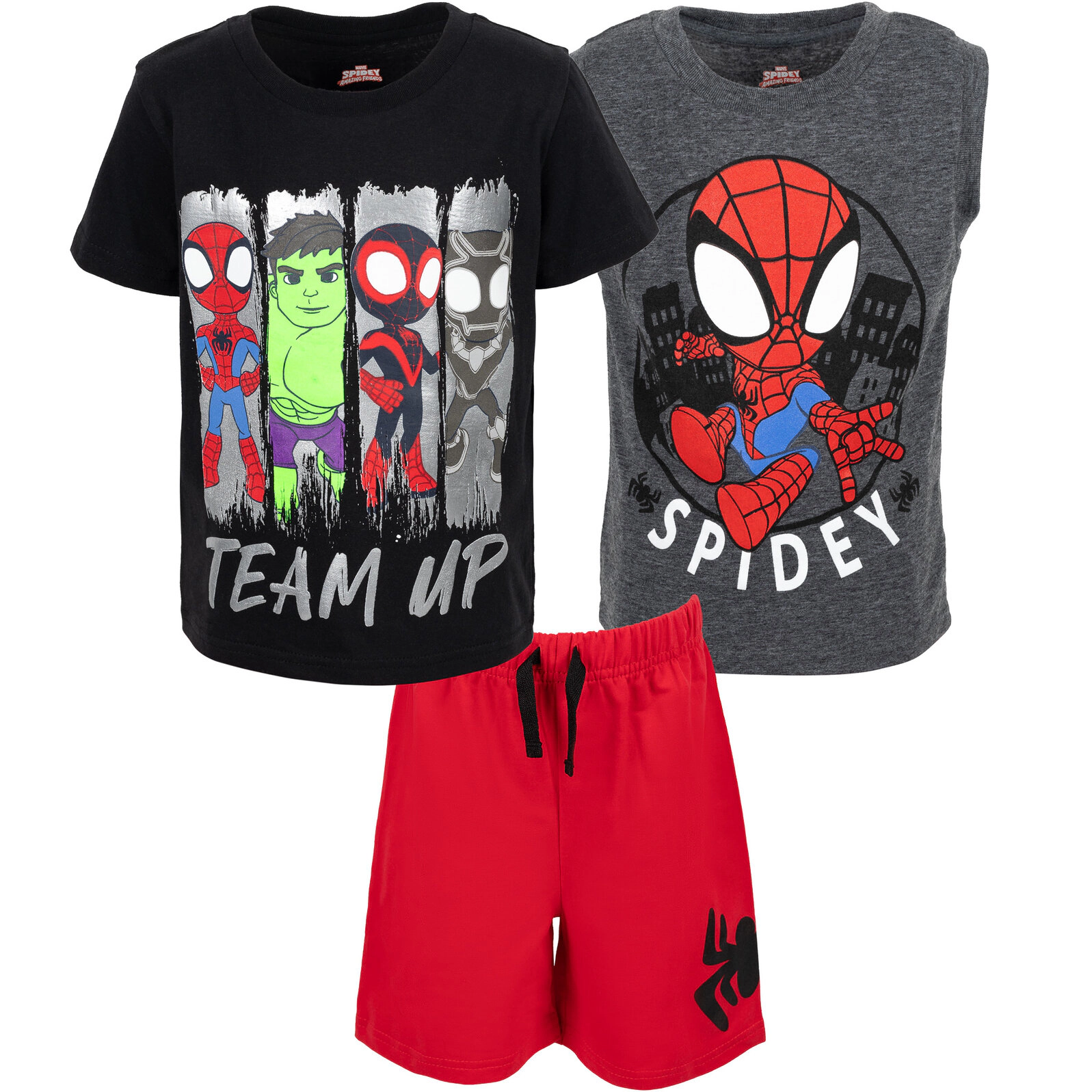 Marvel Spidey and His Amazing Friends Boys' 3-Piece T-Shirt Tank Shorts Set