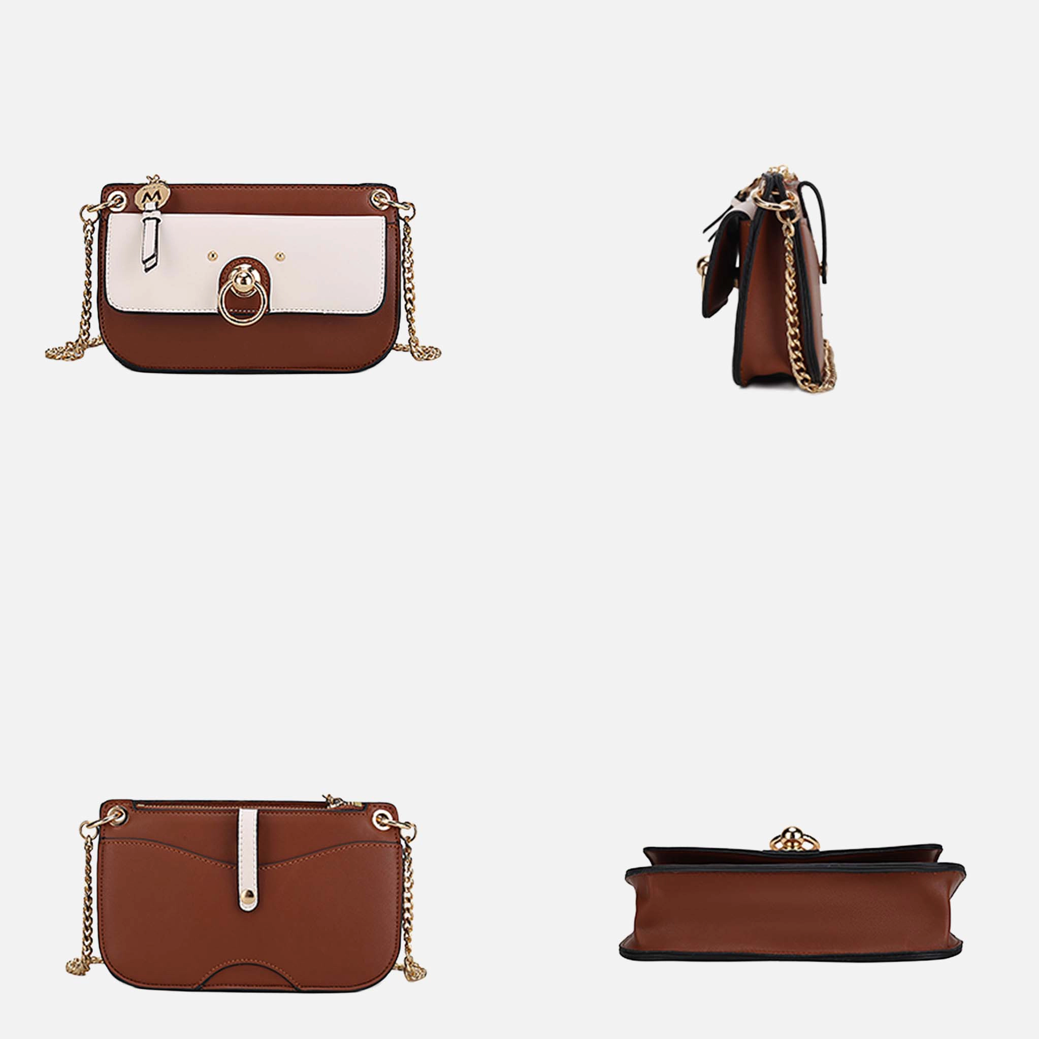 Mia K Collection Jill Color Block Vegan Leather Crossbody Bag