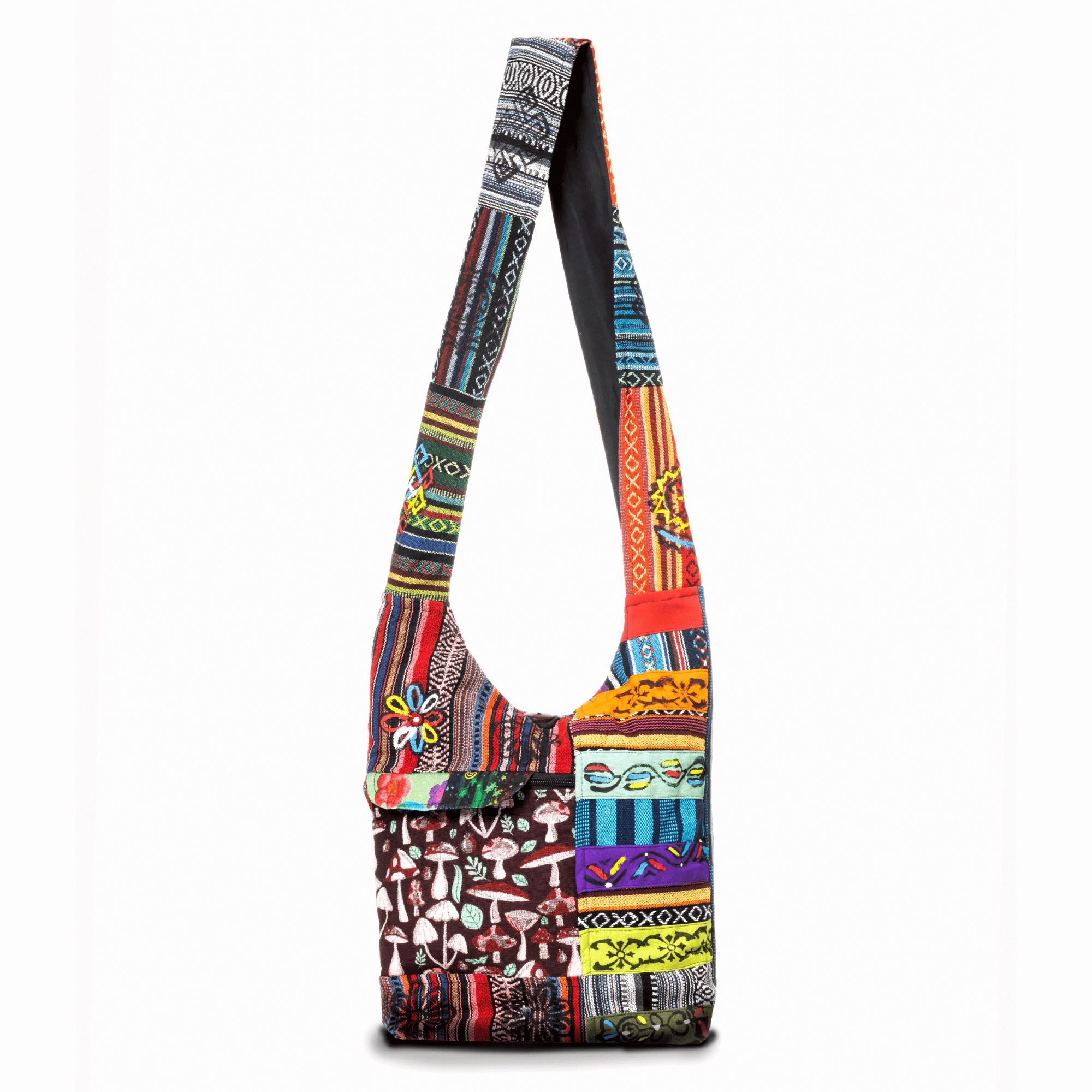 Kathmandu Collection Womens Stripe Patchwork Hobo Bag