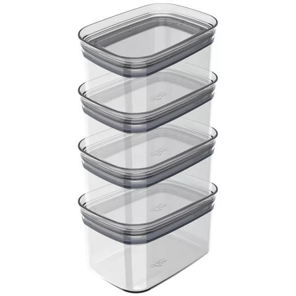 OU Airtight Food Storage Container 8pc, BPA Free Clear Plastic Containers w/ Leak Proof Lid, Stackable Pantry Organizer