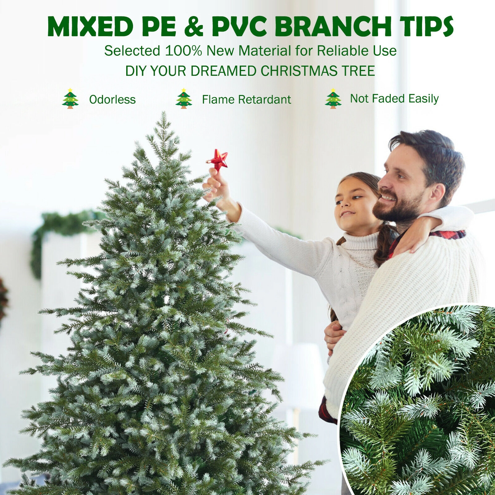 LJG 6 Feet Artificial Christmas Spruce Hinged Tree