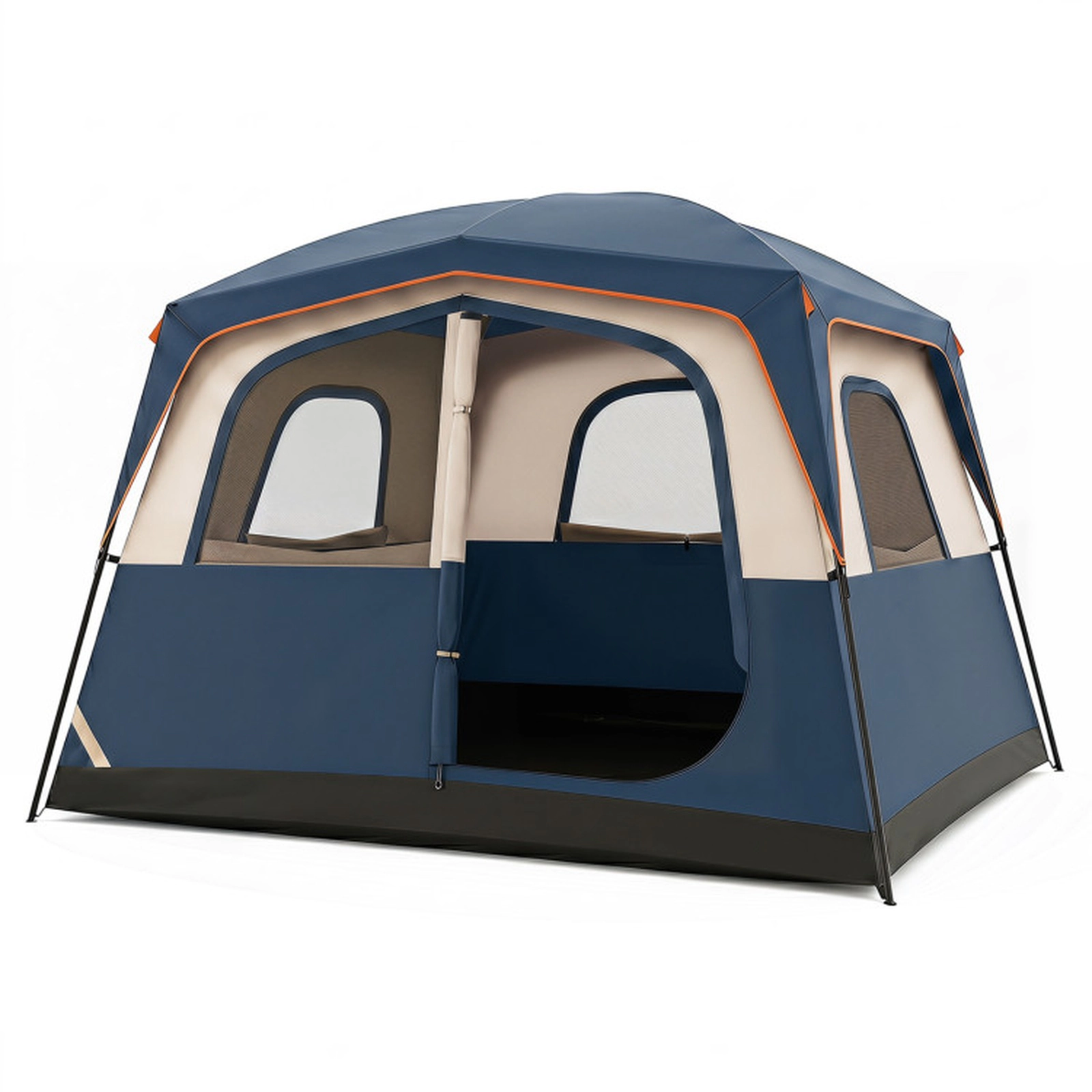 SUGIFT Blue 10-ft x 9-ft 6-Person Cabin Camping Tent with Top Rainfly Mesh Windows and Carrying Bag