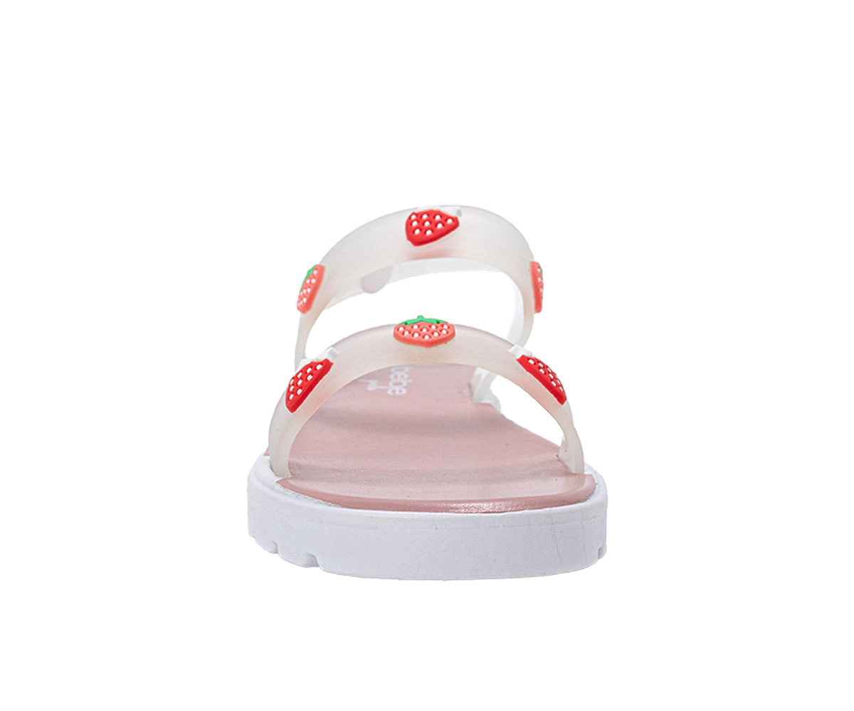 bebe Toddler Girl's Strawberry Charm Sandals with Adjustable Heel Strap