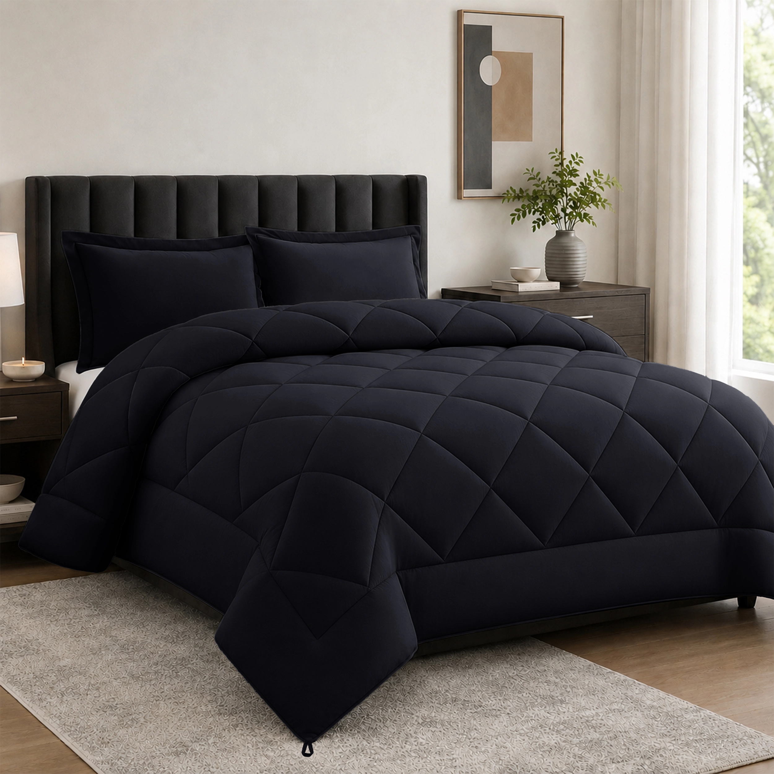 Lux Decor Collection All Season Comforter Set 3-pc Solid Reversible & Pillow Shams