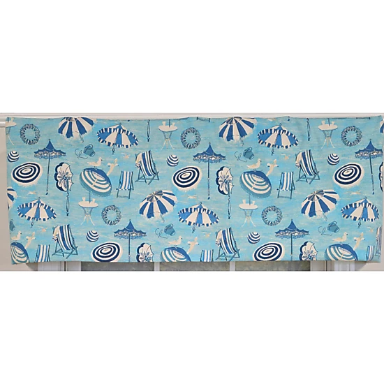 RLF Home 100% Cotton Beach Day Toilored  Fully lined Windows Rod Pocket Valance 51" x 16"  Blue