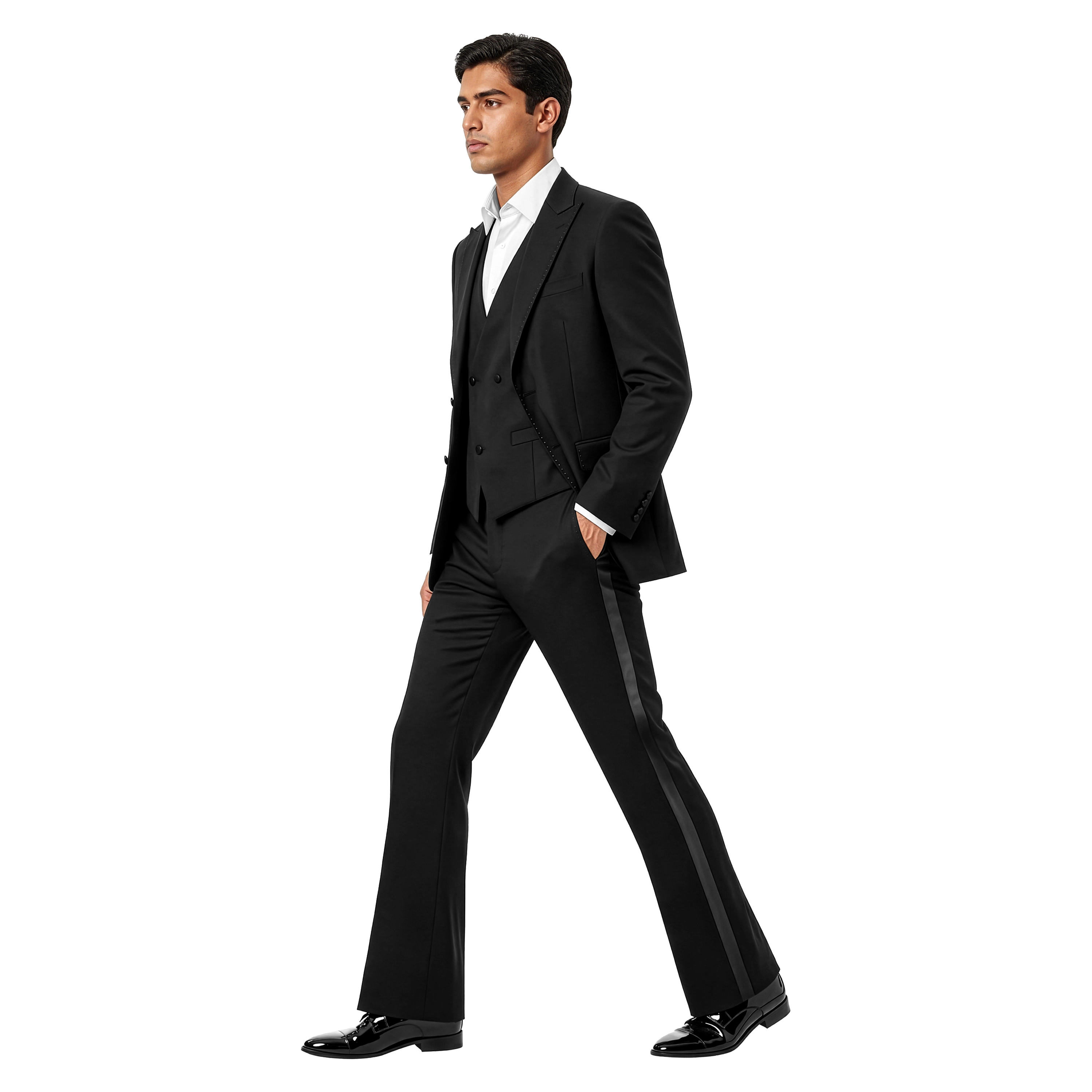 Tazzio Men's Flared Pants Skinny Fit 3pc Tuxedo Set, Pick Stitch