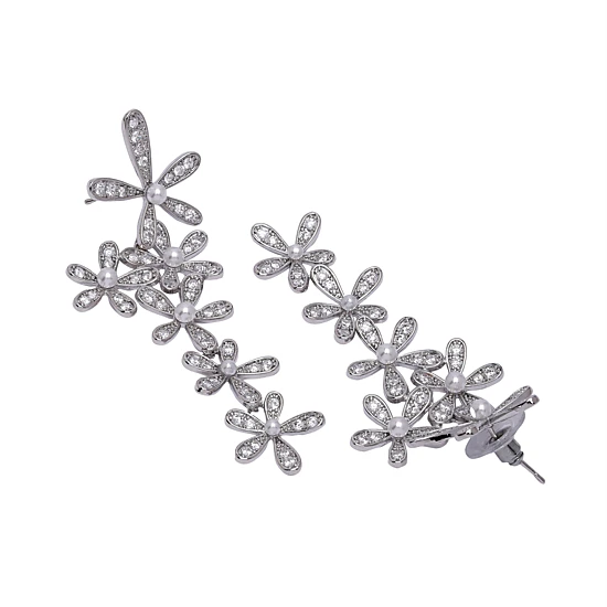 AGP PARIS Womens Diva Gleaming Floral Drop Earrings
