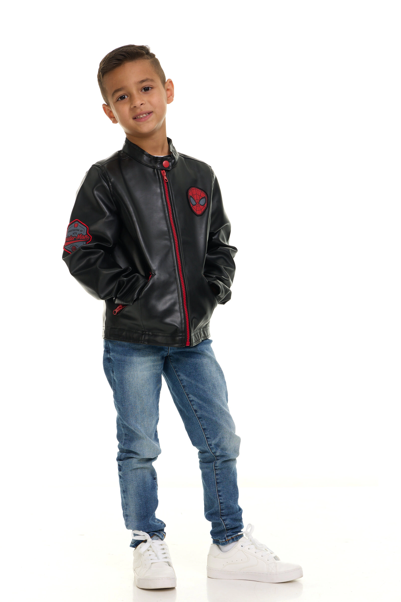 Marvel Spider-Man Boys' Zip-Up Leather Jacket