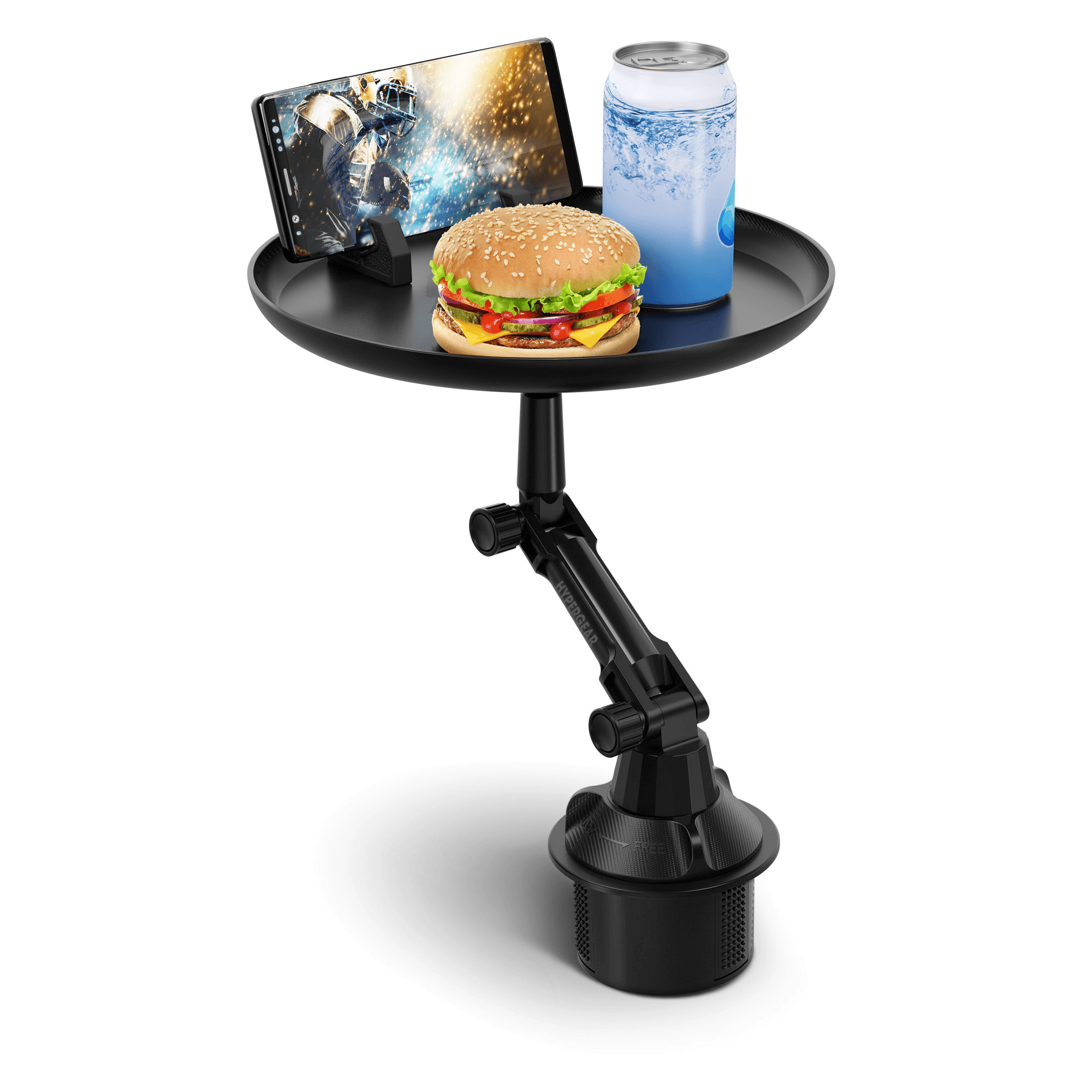 HyperGear Car Caddy Cup Holder Swivel Tray with Phone Mount
