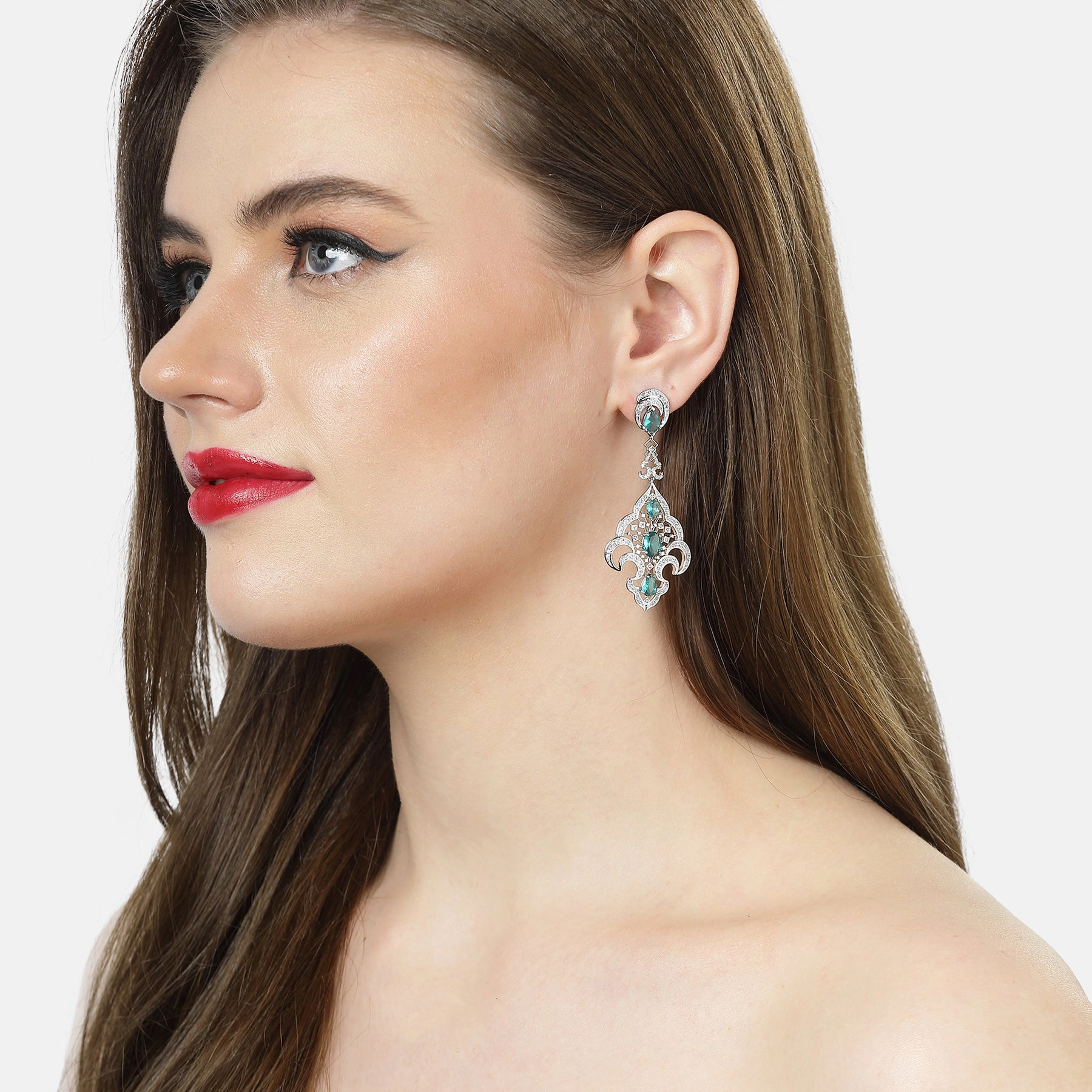AGP PARIS Womens Contemporary Designer Green Drop Earrings