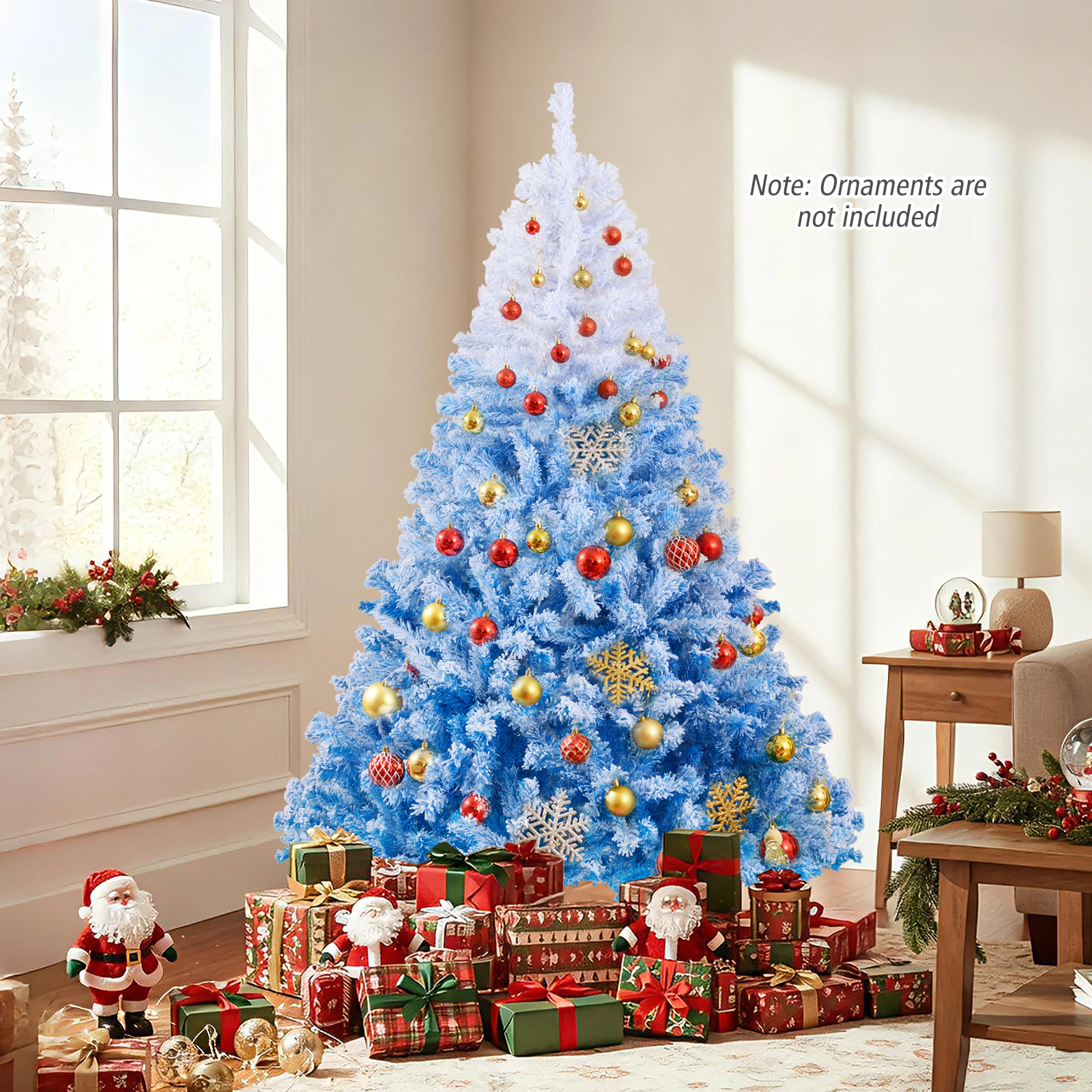 Costway 5/6/7/8 FT Artificial Christmas Tree with 180/250/350/470 Warm White LED Lights