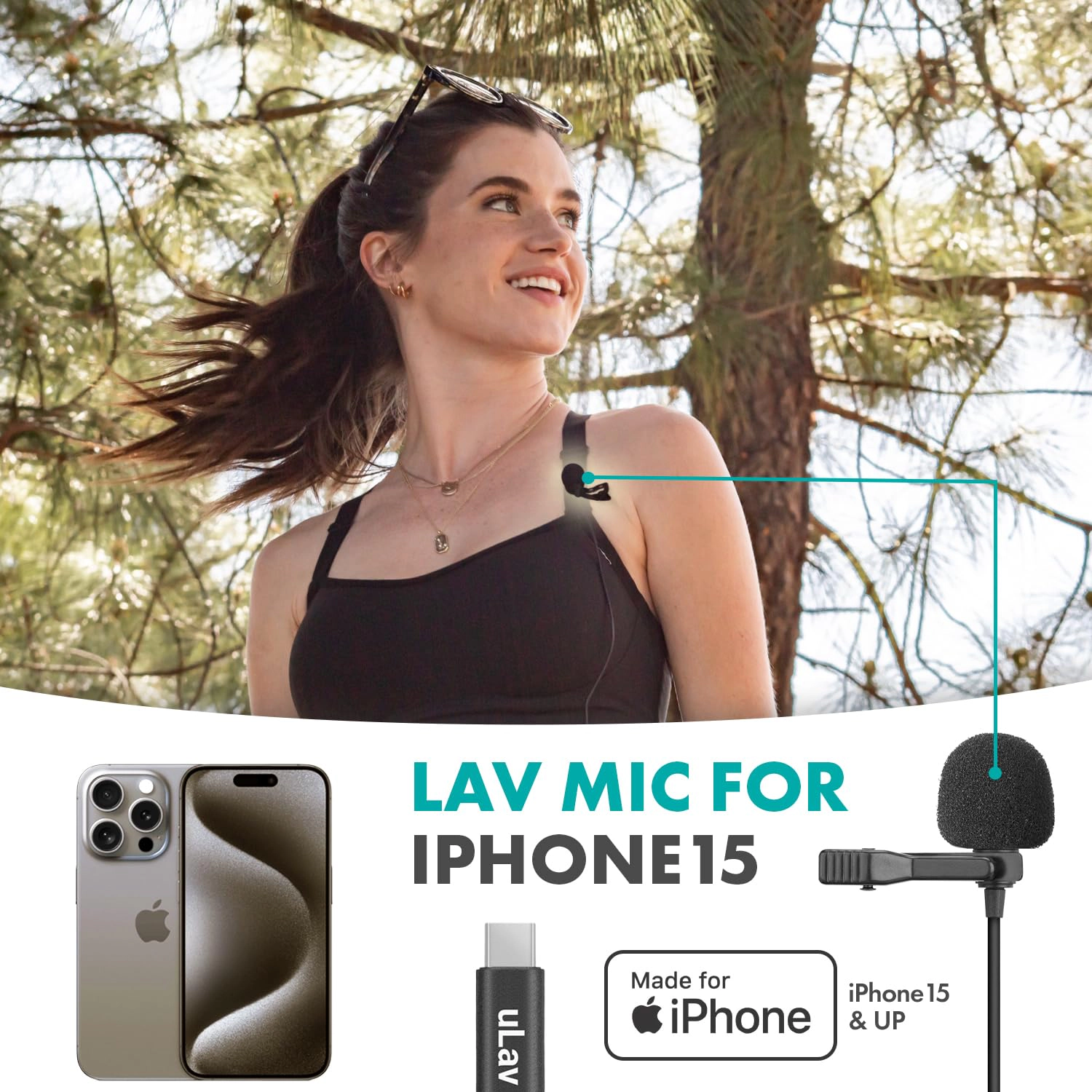 Movo uLav-L-Duo Digital Dual iPhone 15/16 Lavalier Omnidirectional Clip on Microphone with USB-C Connector Compatible