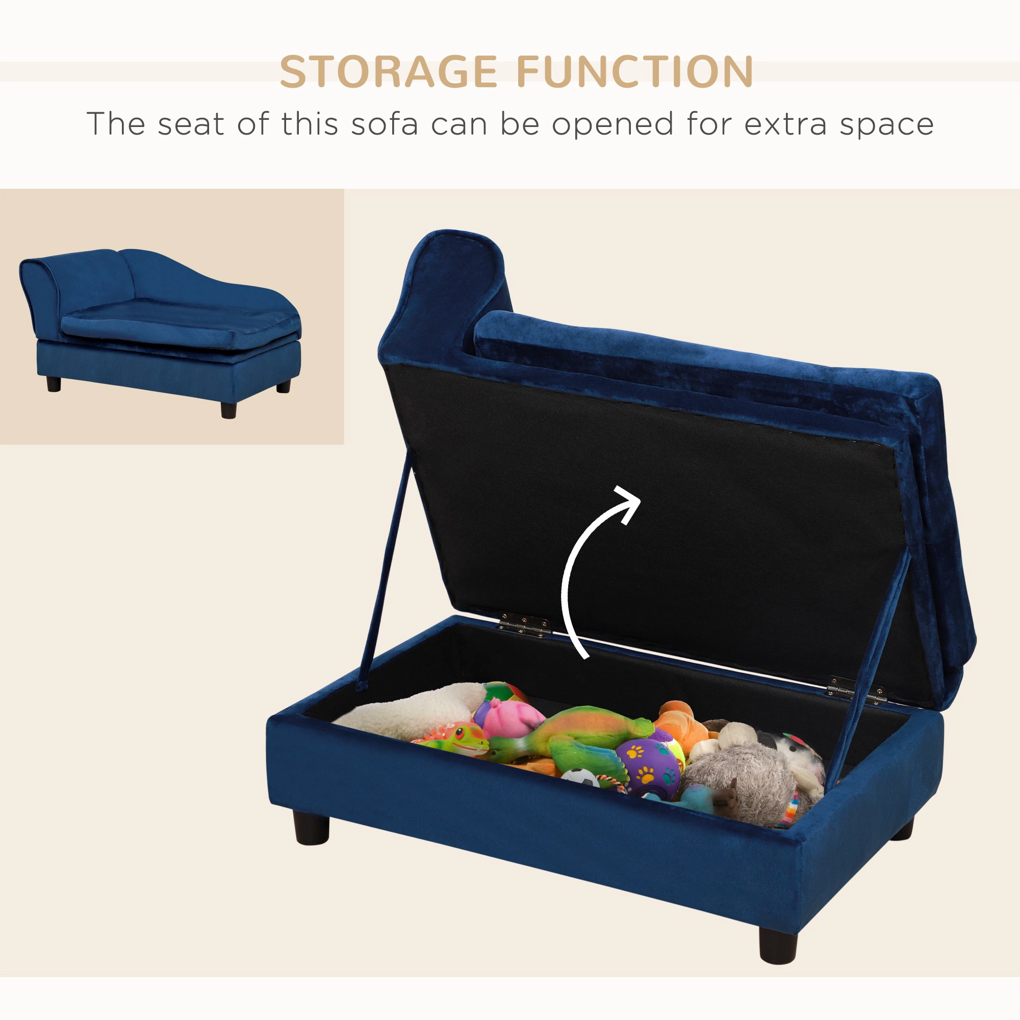 HONGGE Pet Sofa Bed Couch with Storage for Cats and Small Dogs