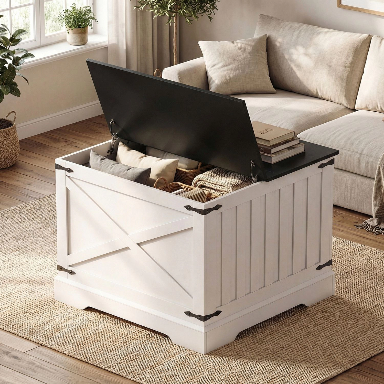SlickBlue Square Lift Top Coffee Table with Storage Compartment