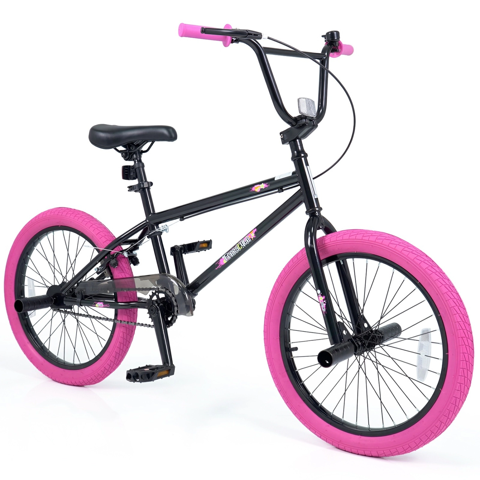 SUGIFT 270 Degree Steering Trick Bicycle with 20-In Wheels and Adjustable Seat 110-lb Capacity Ages 8+ Pink
