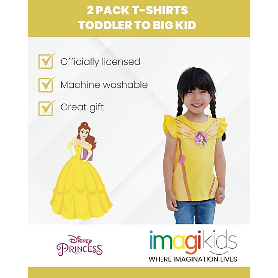Disney Girls' 2-Pack Short Sleeve T-Shirts