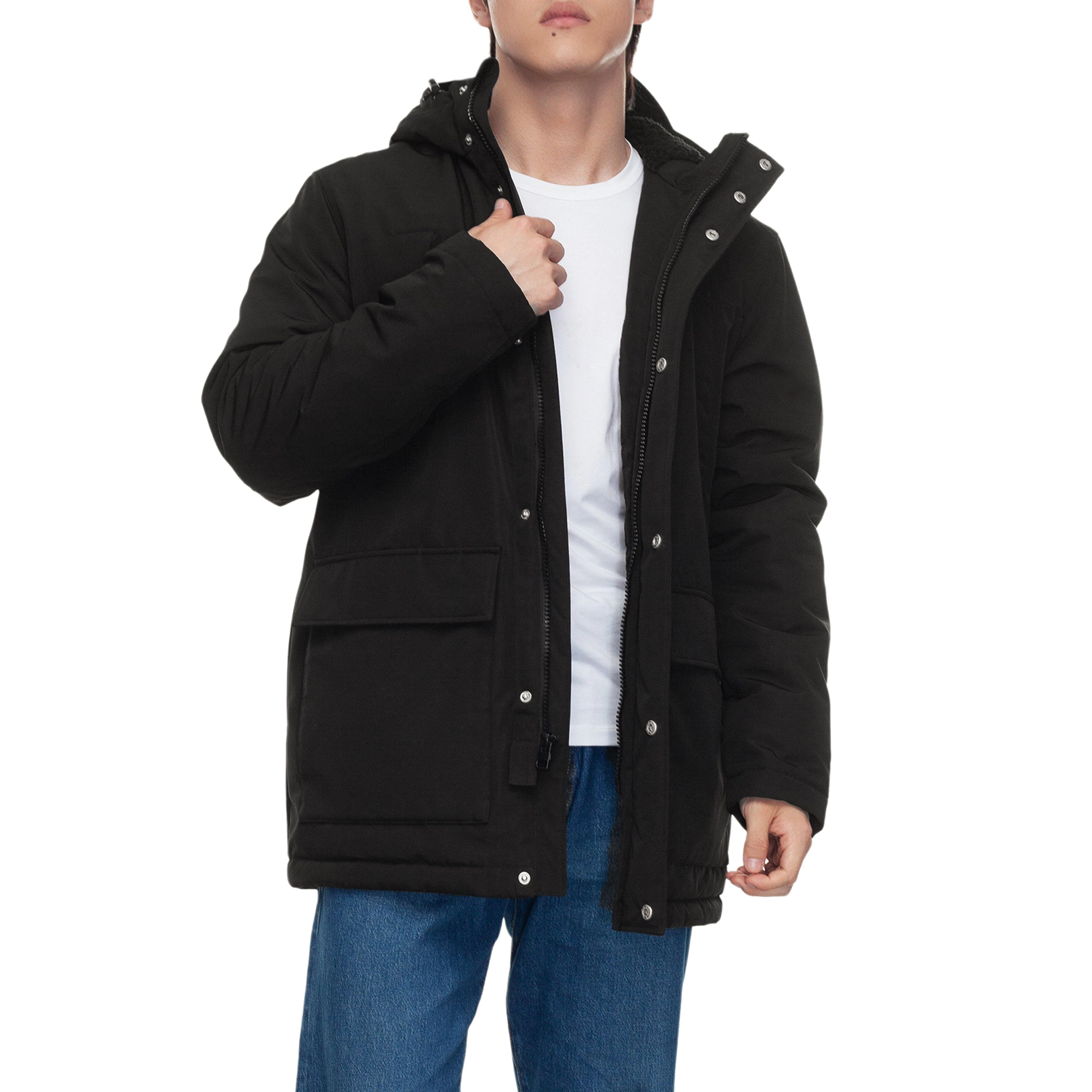Rokka&Rolla Mens Hooded Mid-Length Parka Jacket