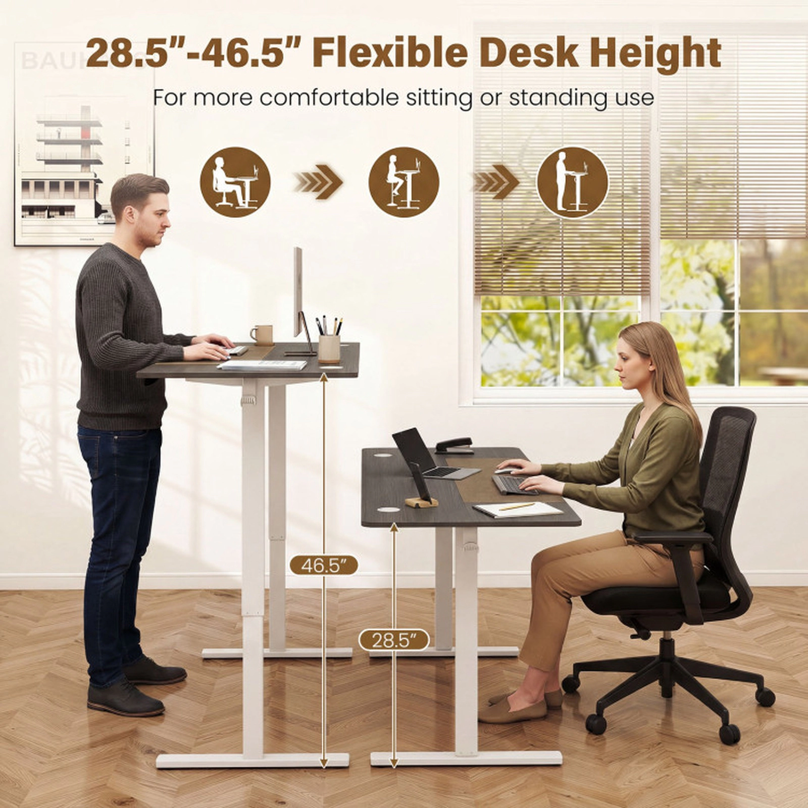 SUGIFT 63 in Gray Electric Height-Adjustable Standing Desk, 3 Memory Presets