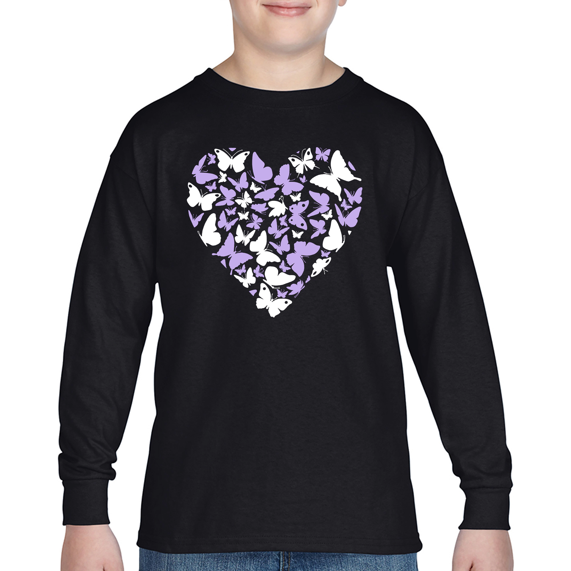 LA Pop Art Boys Long Sleeve T-Shirt - Butterfly Heart