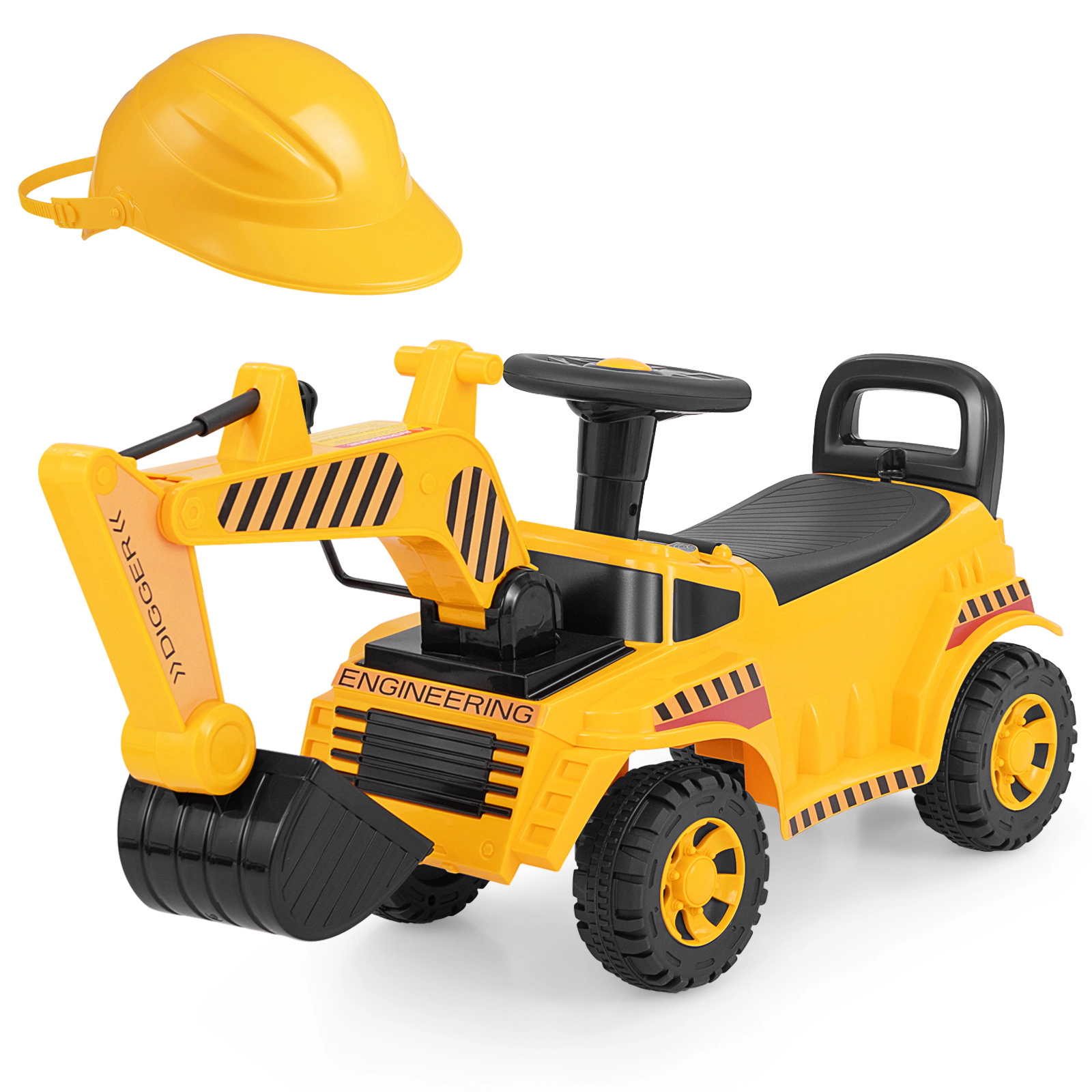 LJG Kids Ride on Excavator with Adjustable Shovel