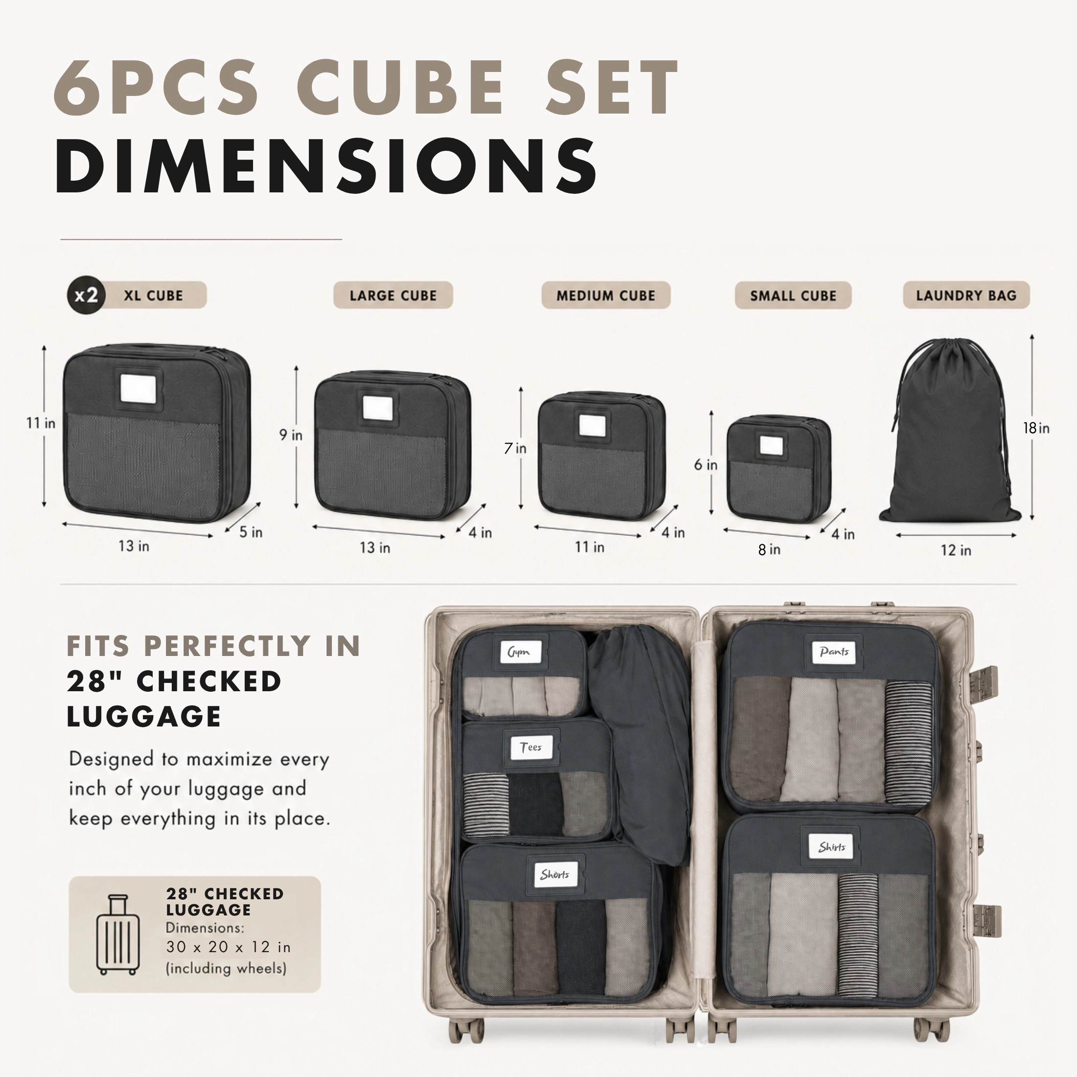 Hynes Eagle Unisex Structured Packing Cube Set