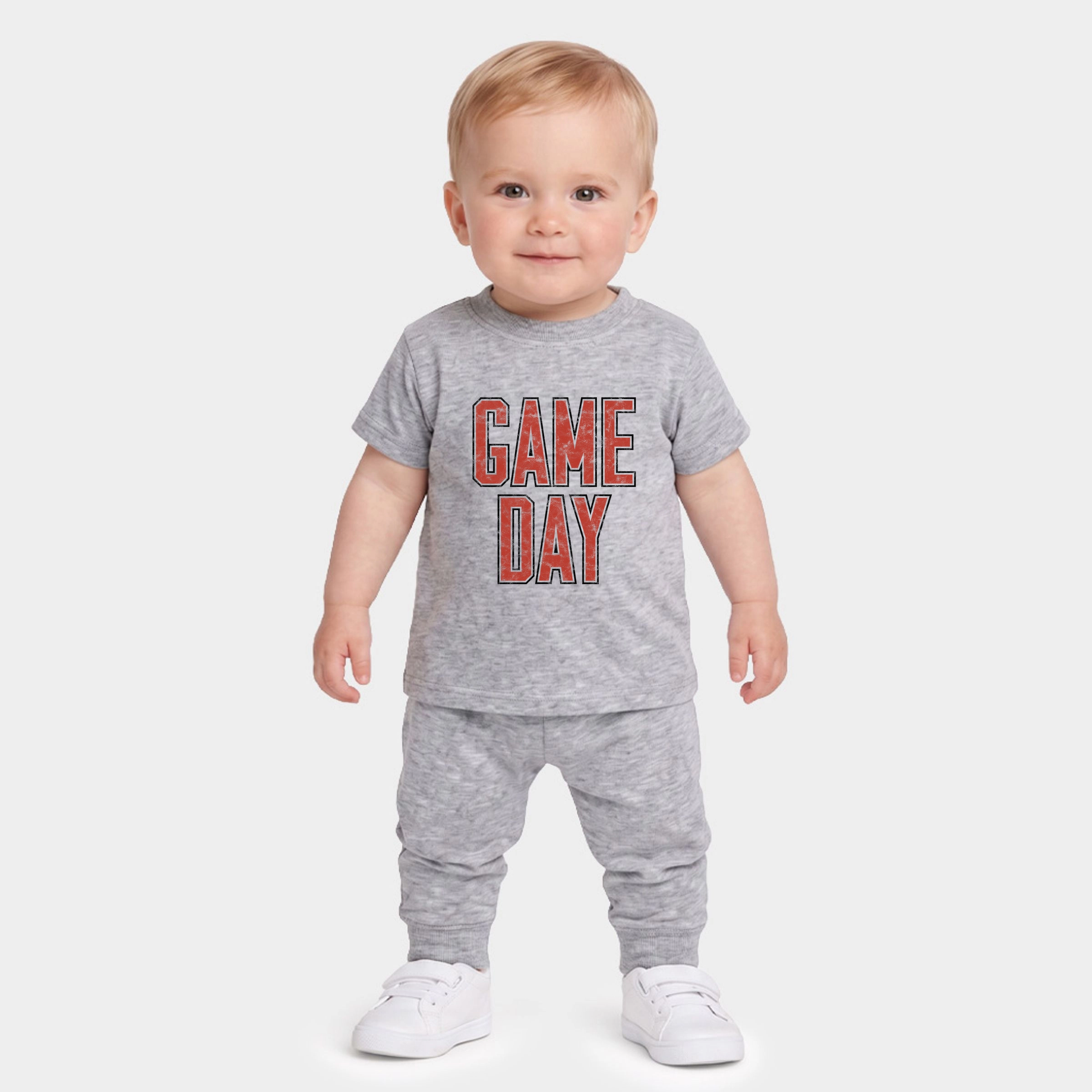 The Juniper Shop - Infant Jogger Pant Crew Set Game Day Outlined Distressed