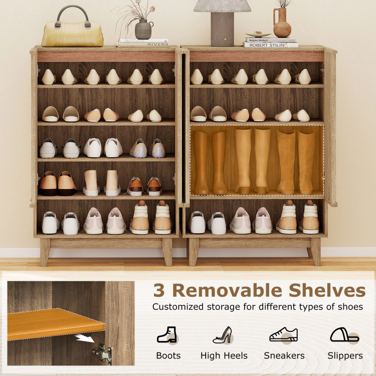 Hivvago 6-Tier Shoe Storage Organizer with 2 Fluted Doors