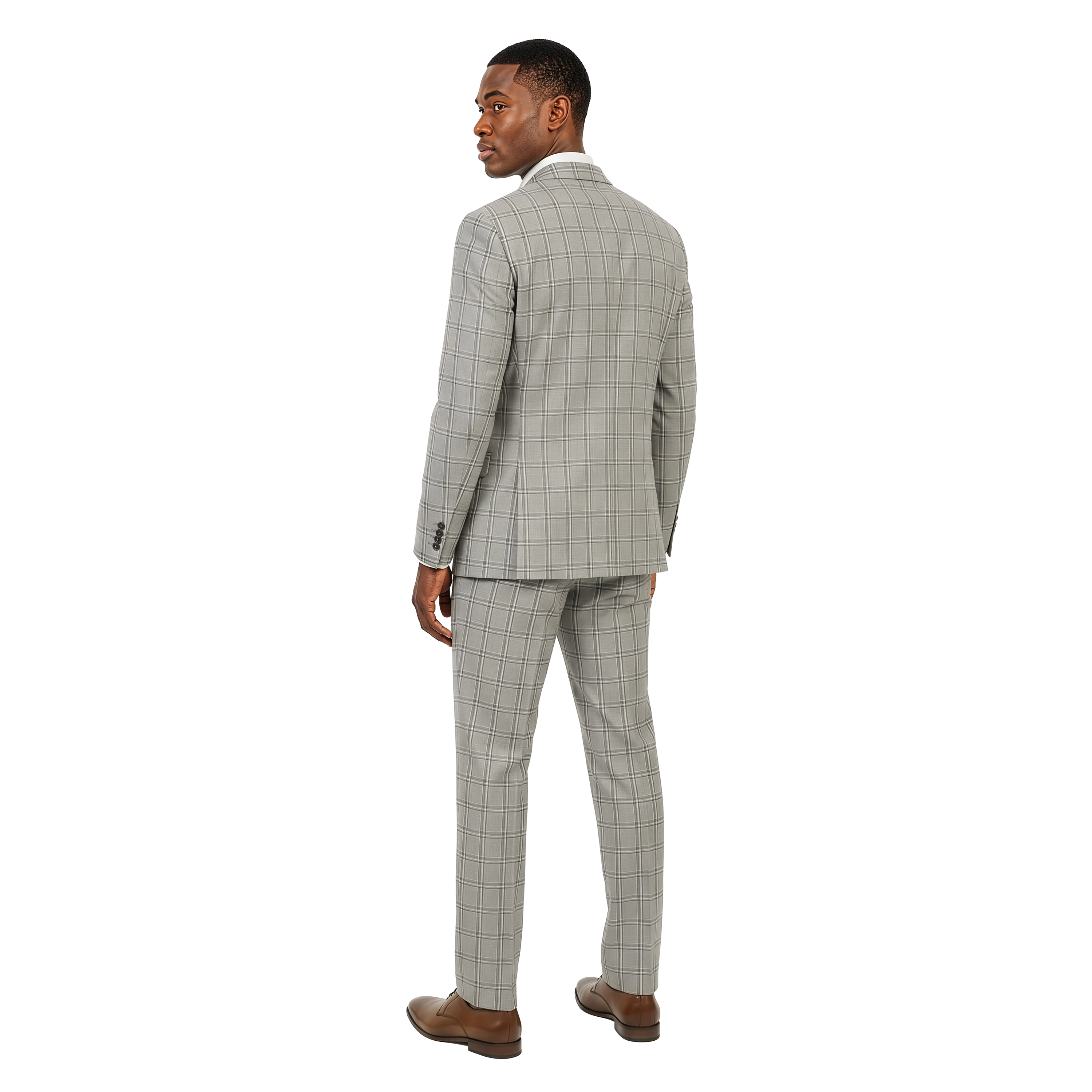 Tazzio Men’s Skinny Fit Shawl Collar Vest 3pc Plaid Suit Set