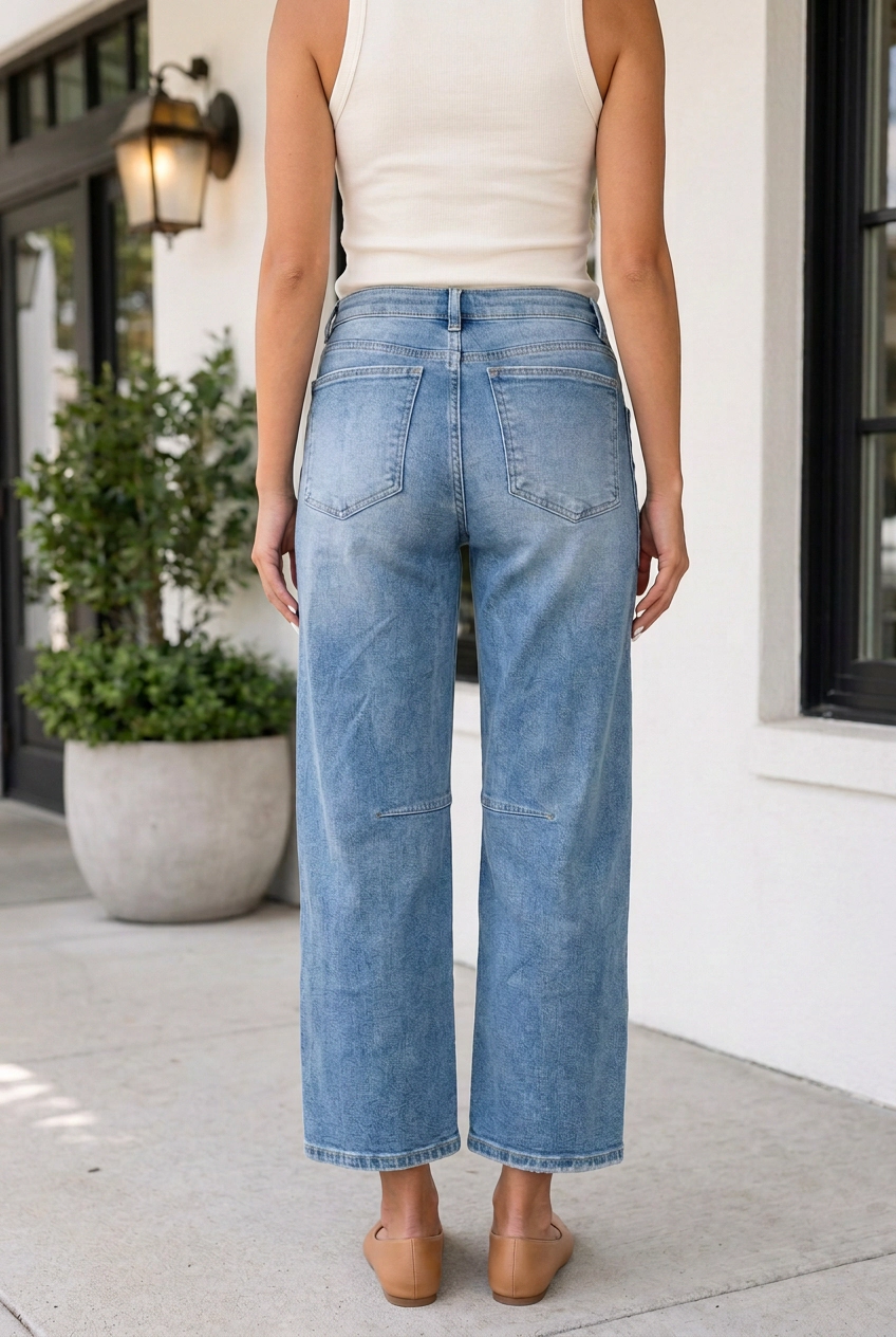 Threaded Pear Women's Haydin Loose Ankle Length Jeans