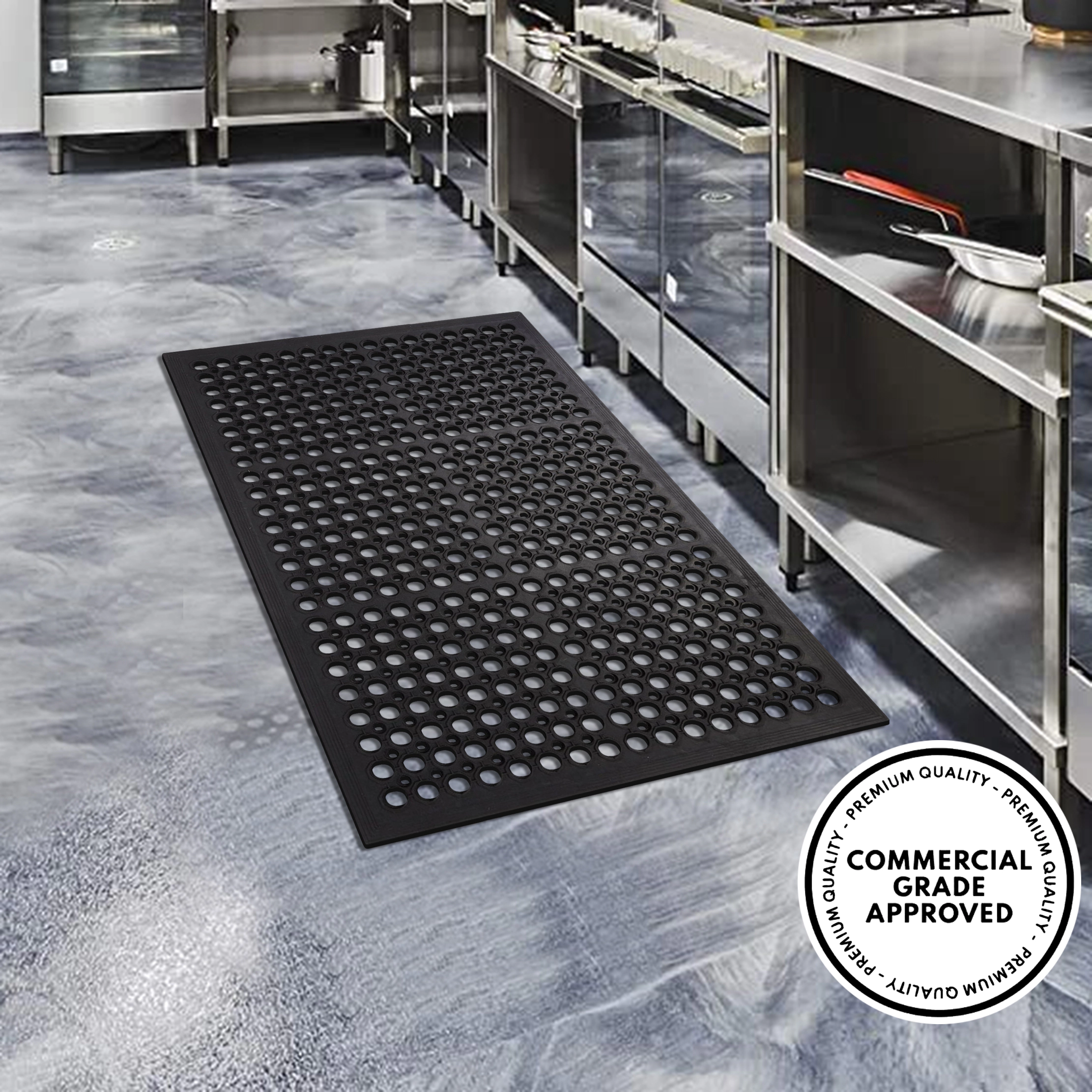 A1 Home Collections Heavy Duty Rubber Floor Mat 2-Pack, Anti-Fatigue Non-Slip Drainage Mat, 32 x 47 Inch