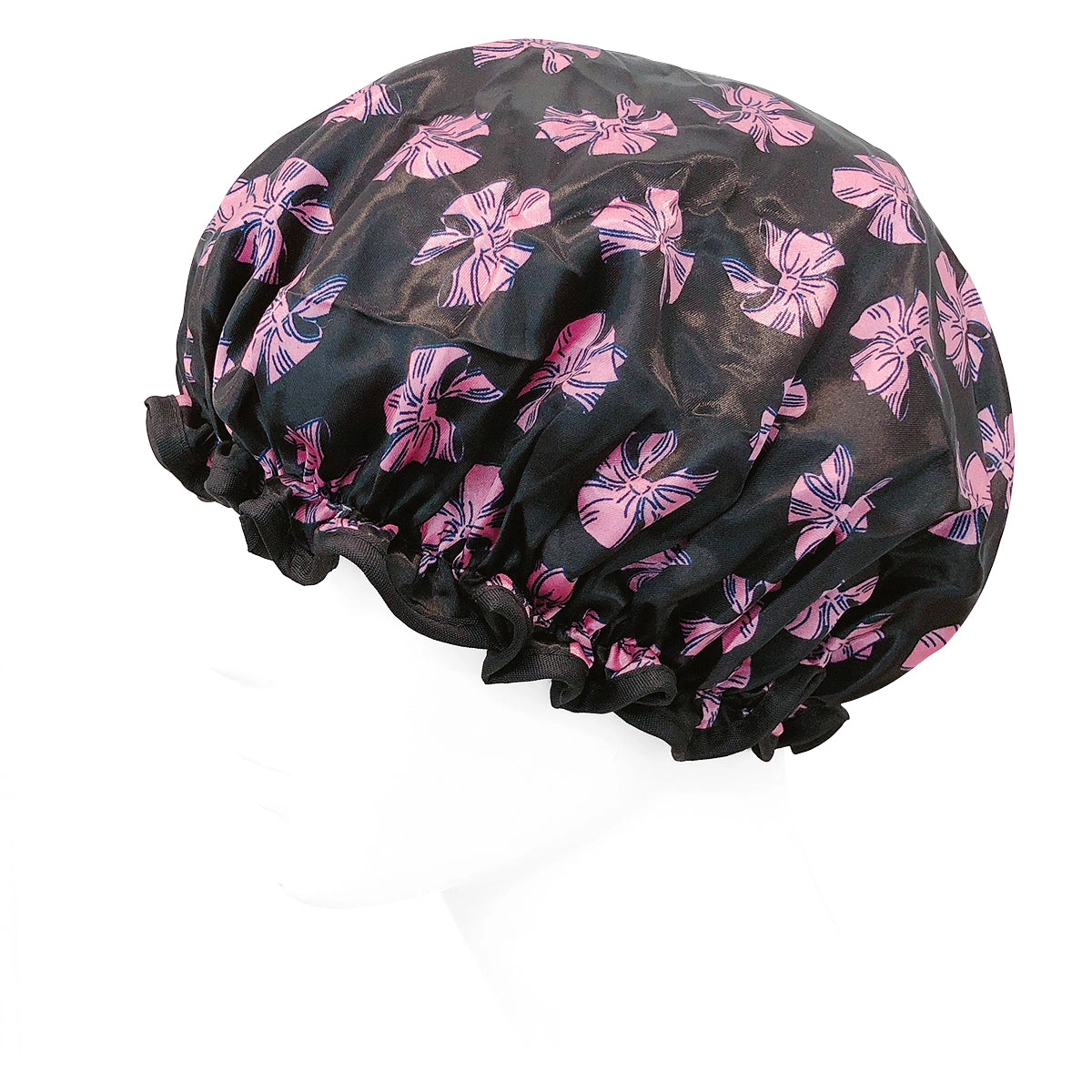 Wrapables Women's Stylish Double Layer Waterproof Shower Caps (Set of 4), Dots, Cherries & Kitties