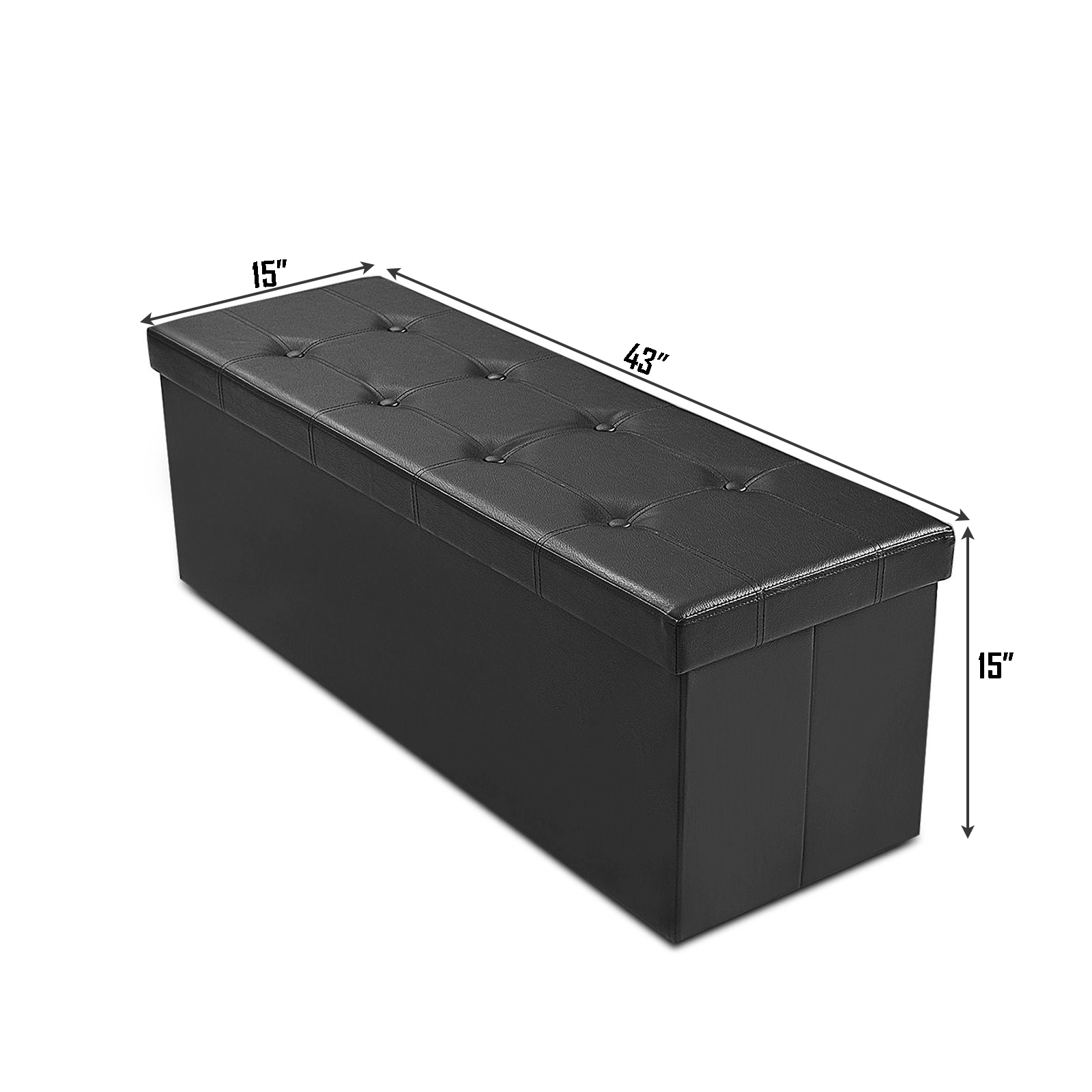 SlickBlue Tufted Folding Storage Ottoman Bench with 660 lb Capacity