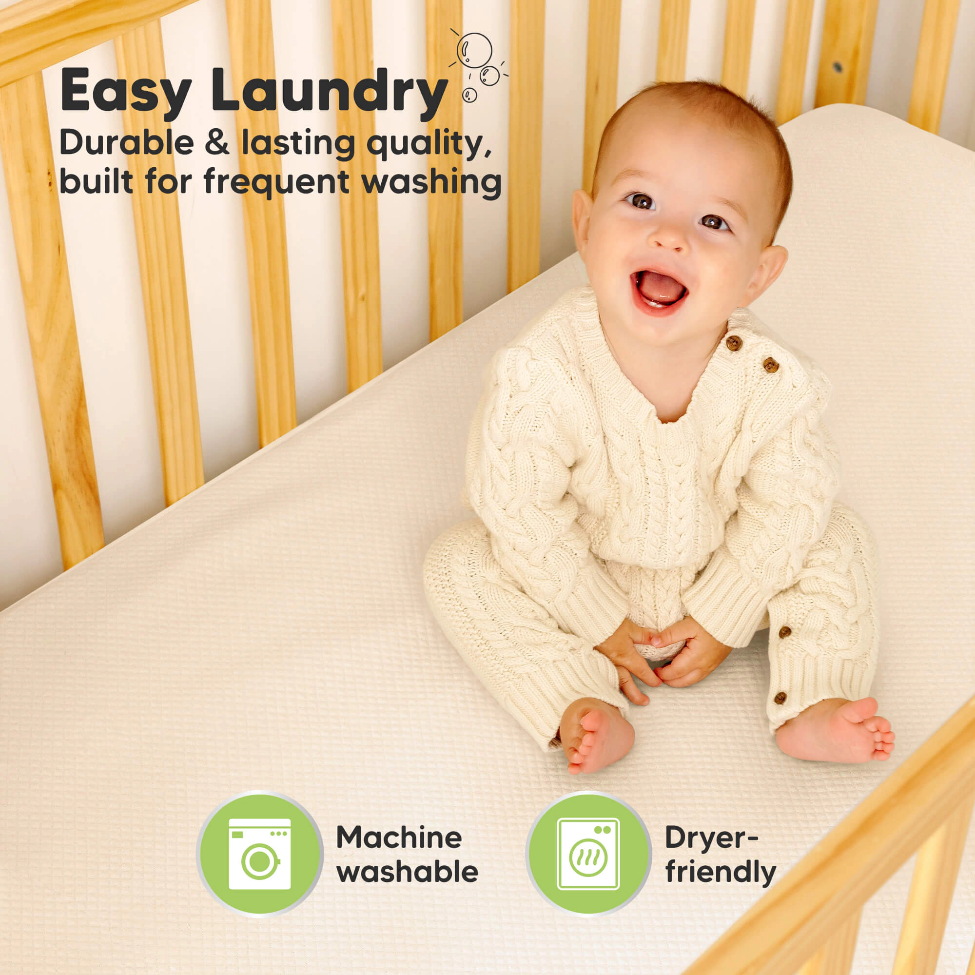 KeaBabies 2-Pack Quin Protect+ Waterproof Crib Mattress Protector