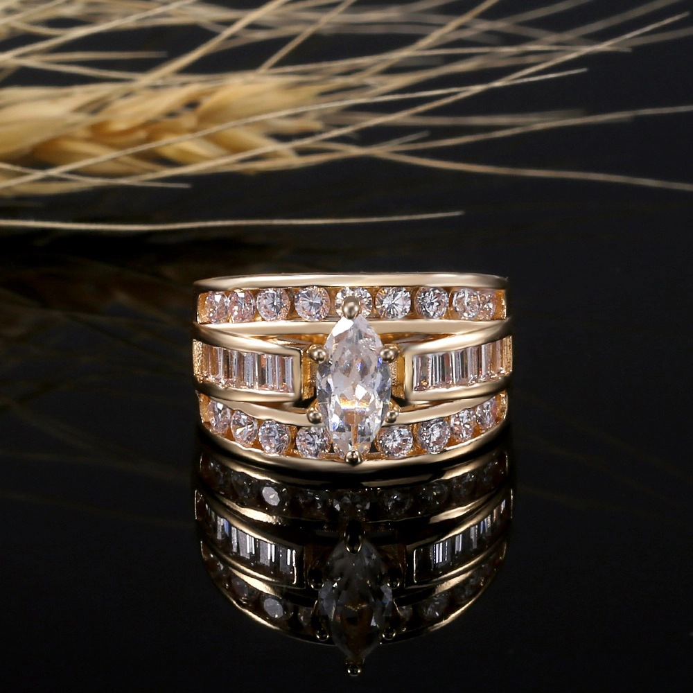 Wardrobe Whimsy Marquise Cut Cubic Zirconia Multi‑Row Wide Band Bridal Ring