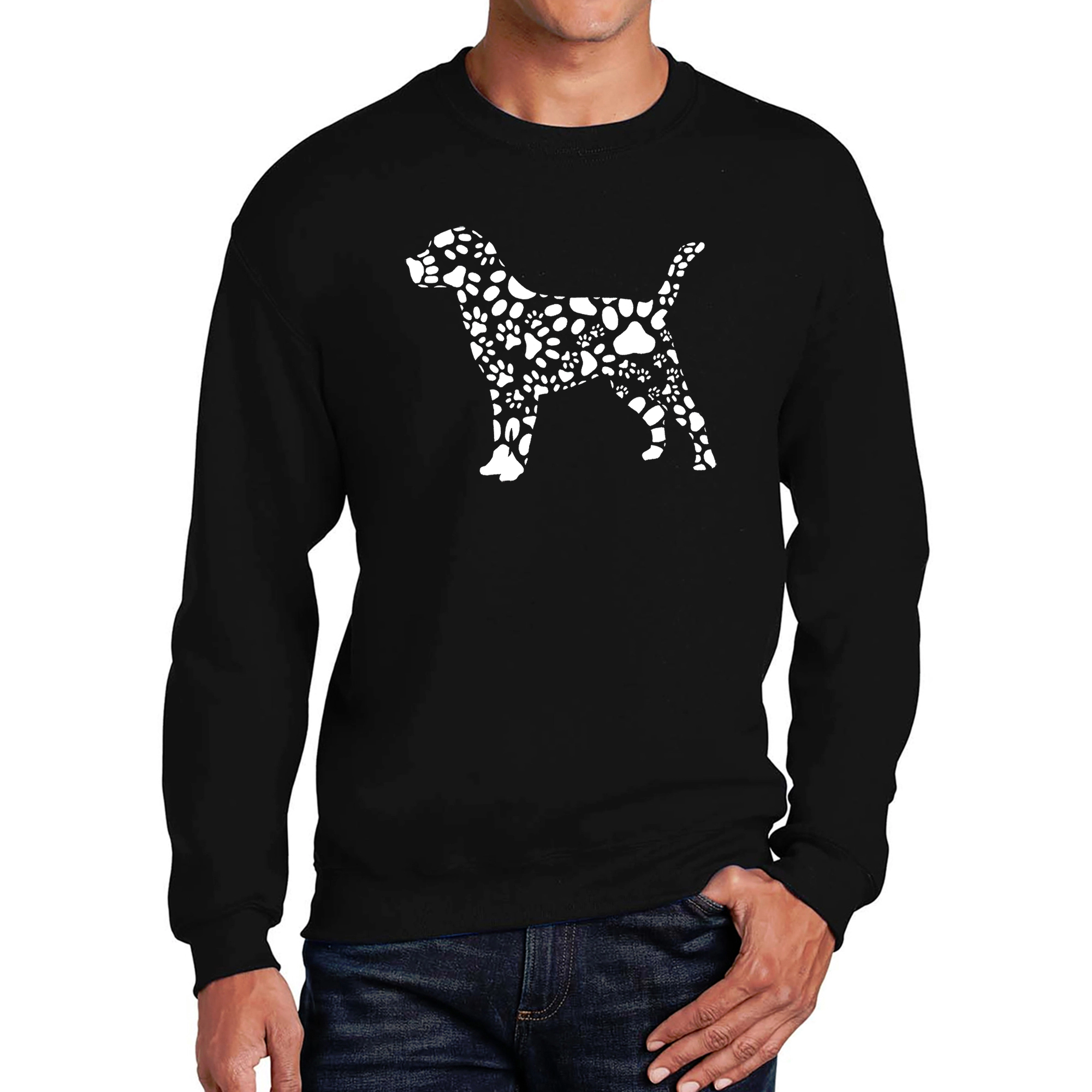LA Pop Art Dog Paw Prints - Mens Word Crew Sweatshirt