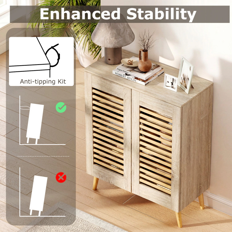 Hivvago Shoe Cabinet with Louvered Doors and Removable Shelves