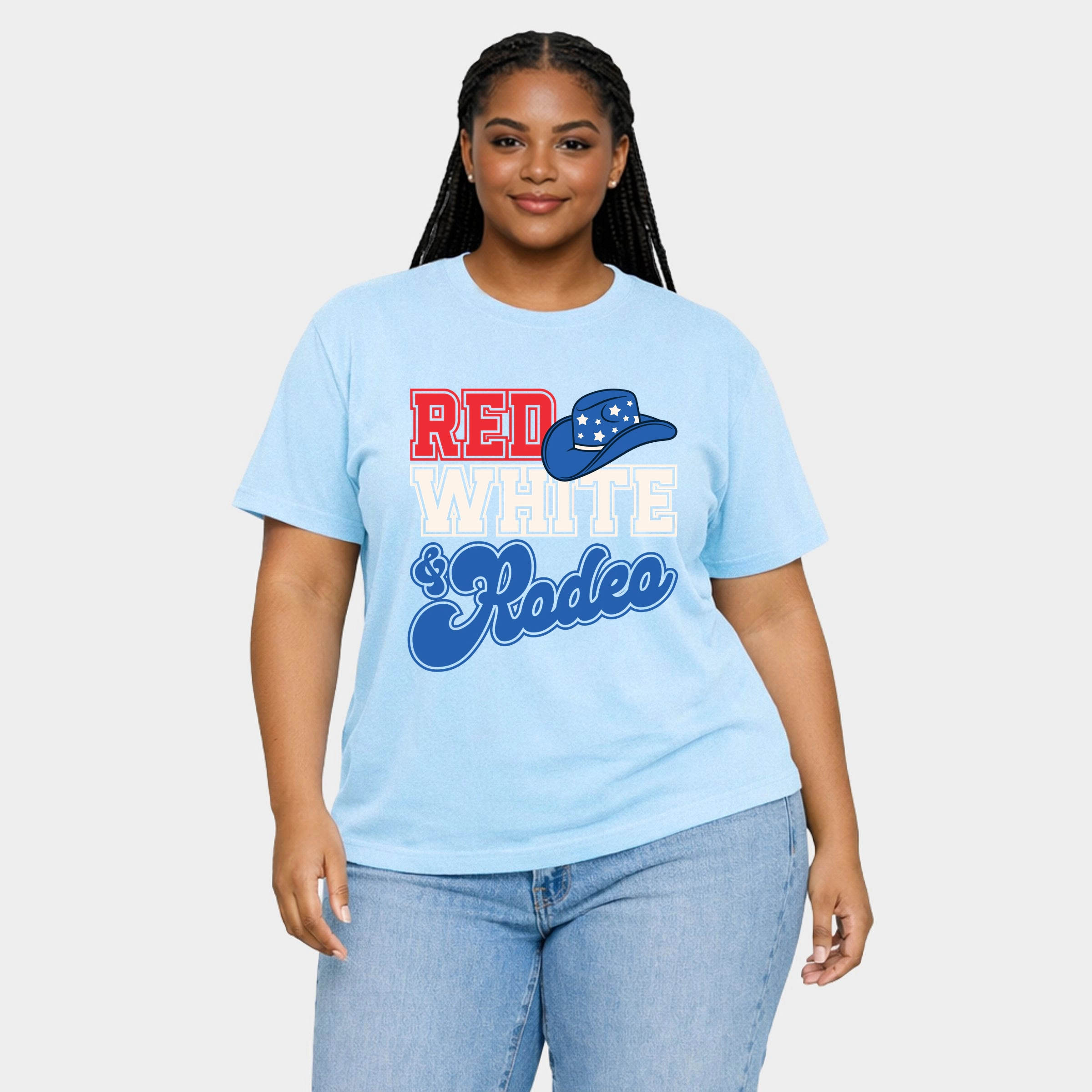 Simply Sage Market - Red White And Rodeo Women's Plus Sized Garment Dyed Graphic T-Shirt