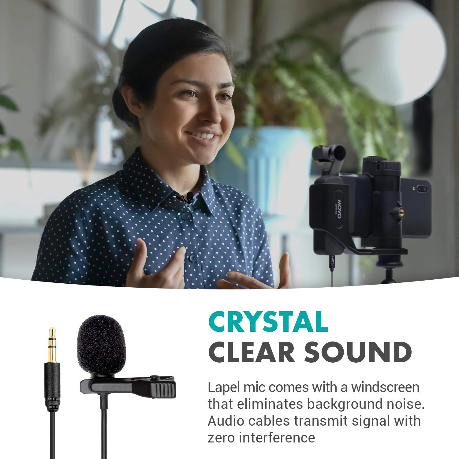 Movo DM1P Lavalier Microphone Compatible with The DJI OSMO Pocket